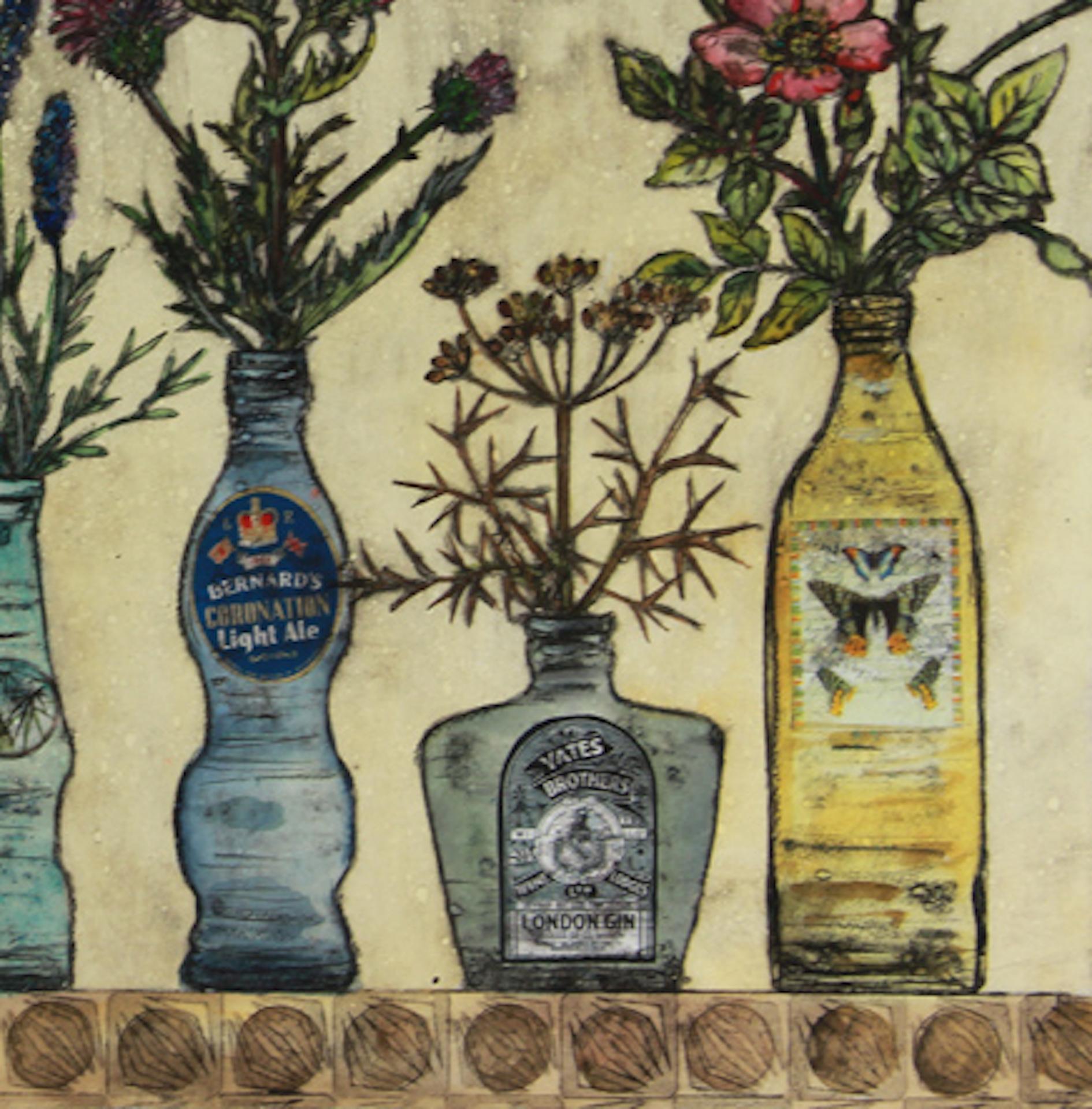 Vicky Oldfield, plumas y flores, bodegones, arte asequible, arte en línea en venta 2