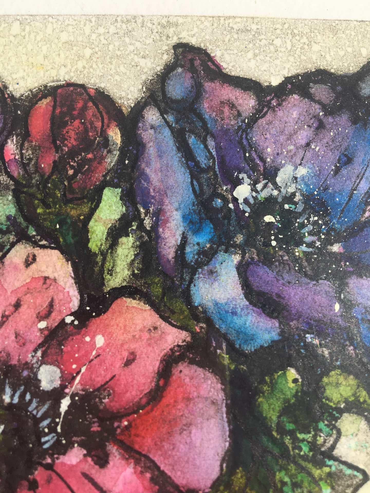 Vicky Oldfield, Fresh Blooms, Contemporary Collograph Print, Hand Finished Art For Sale 4