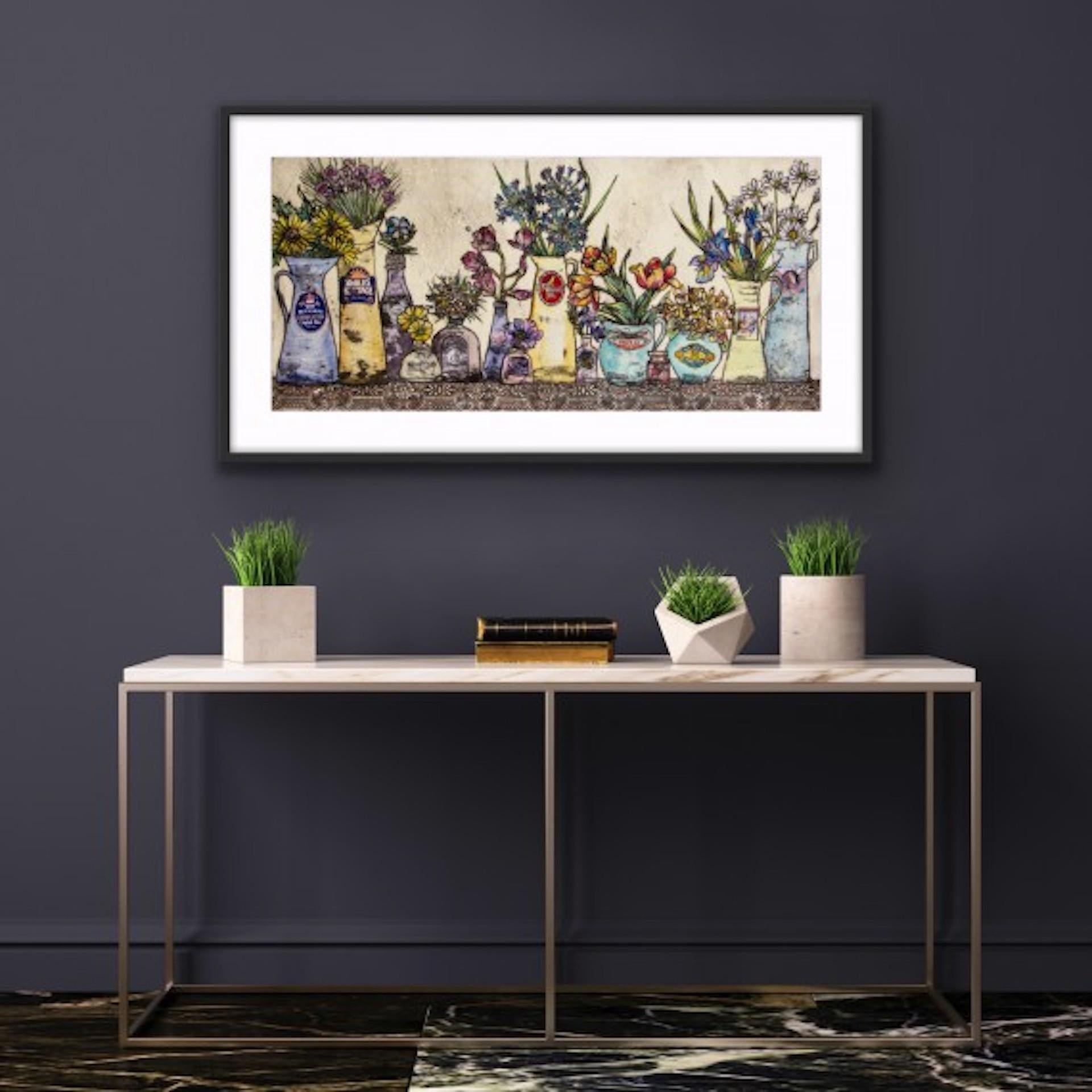 Vicky Oldfield, Garden to Vase, Limited Edition Print, Floral Still Life Print For Sale 3