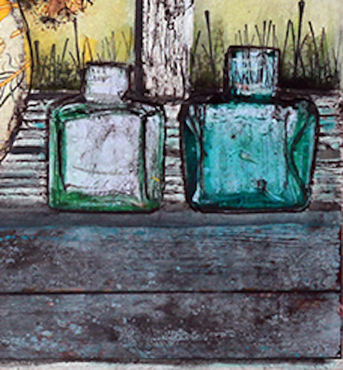 Vicky Oldifeld, Golden Days, Limited Edition Collograph Print, Still Life Art - Gray Still-Life Print by Vicky Oldfield