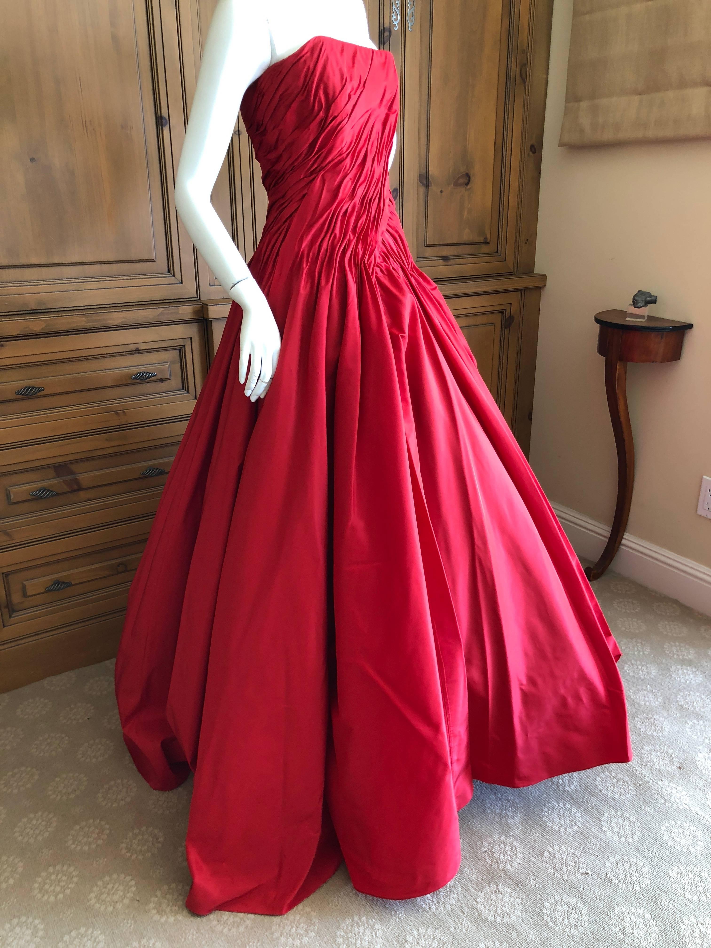 Vicky Teil Couture Paris 70's Red Silk Ballgown w Four Petticoats and Shawl Wrap 4
