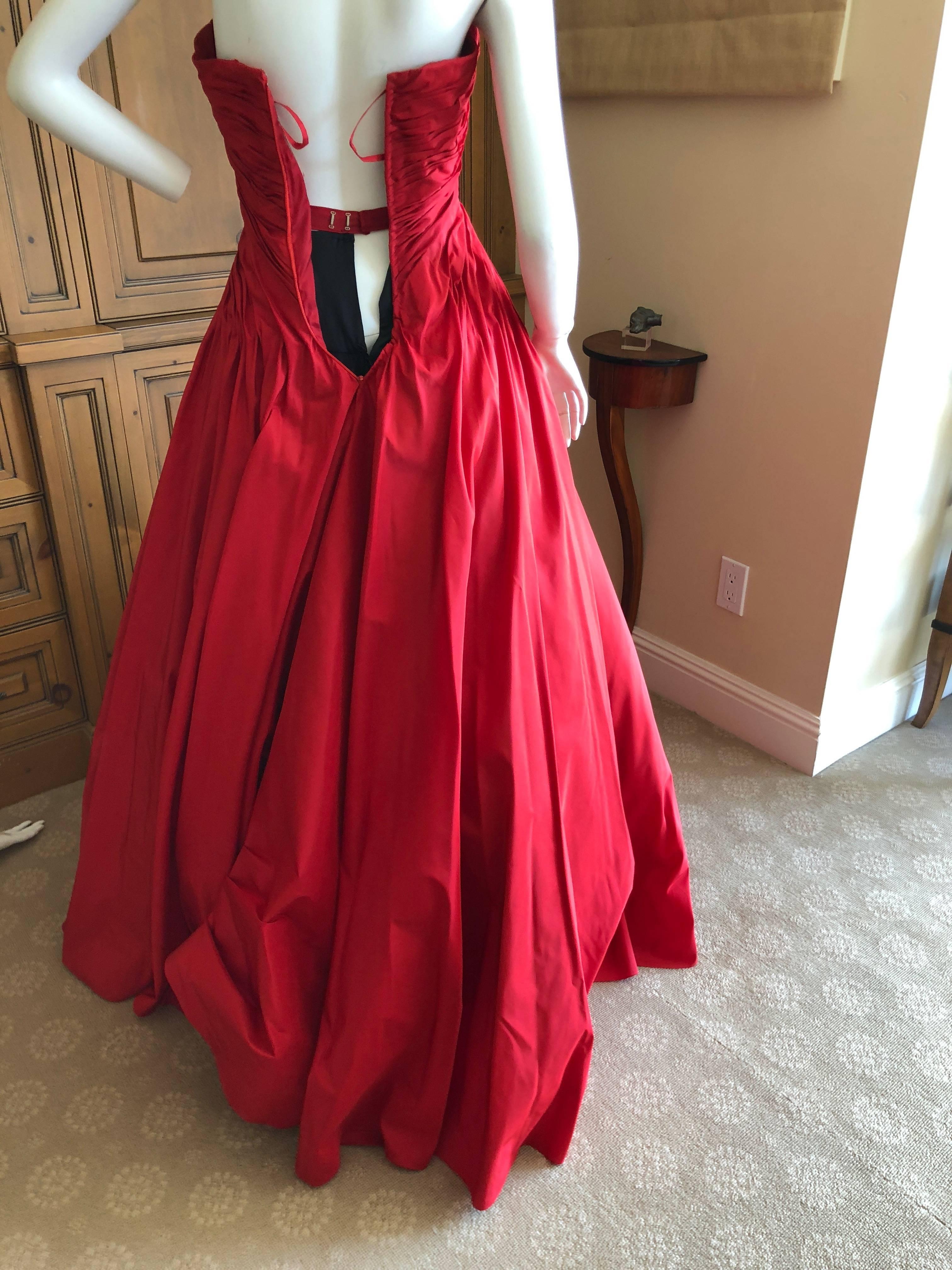 Vicky Teil Couture Paris 70's Red Silk Ballgown w Four Petticoats and Shawl Wrap 5
