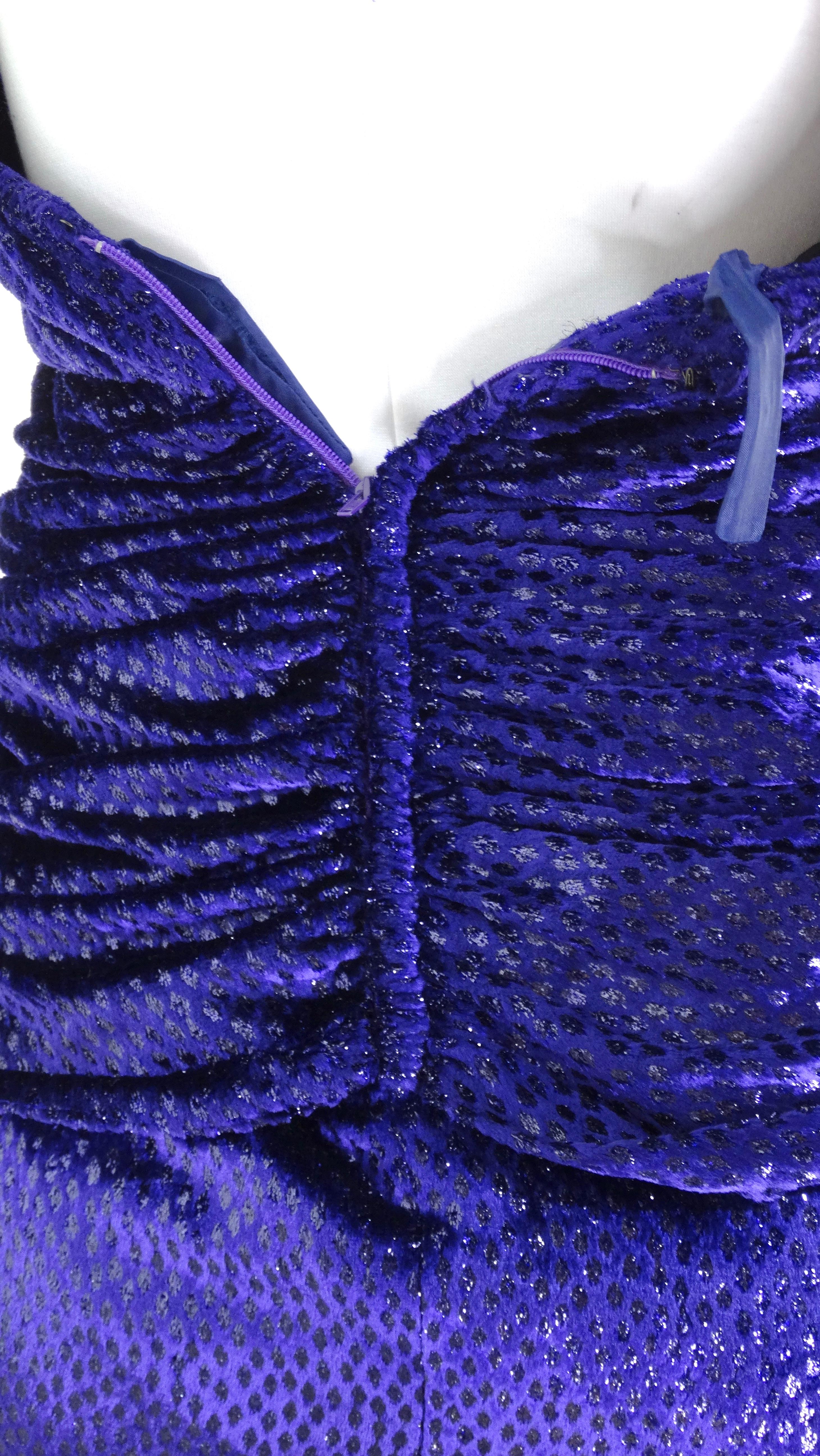 Vicky Tiel 1980's Purple Silk Velvet Gown For Sale 6