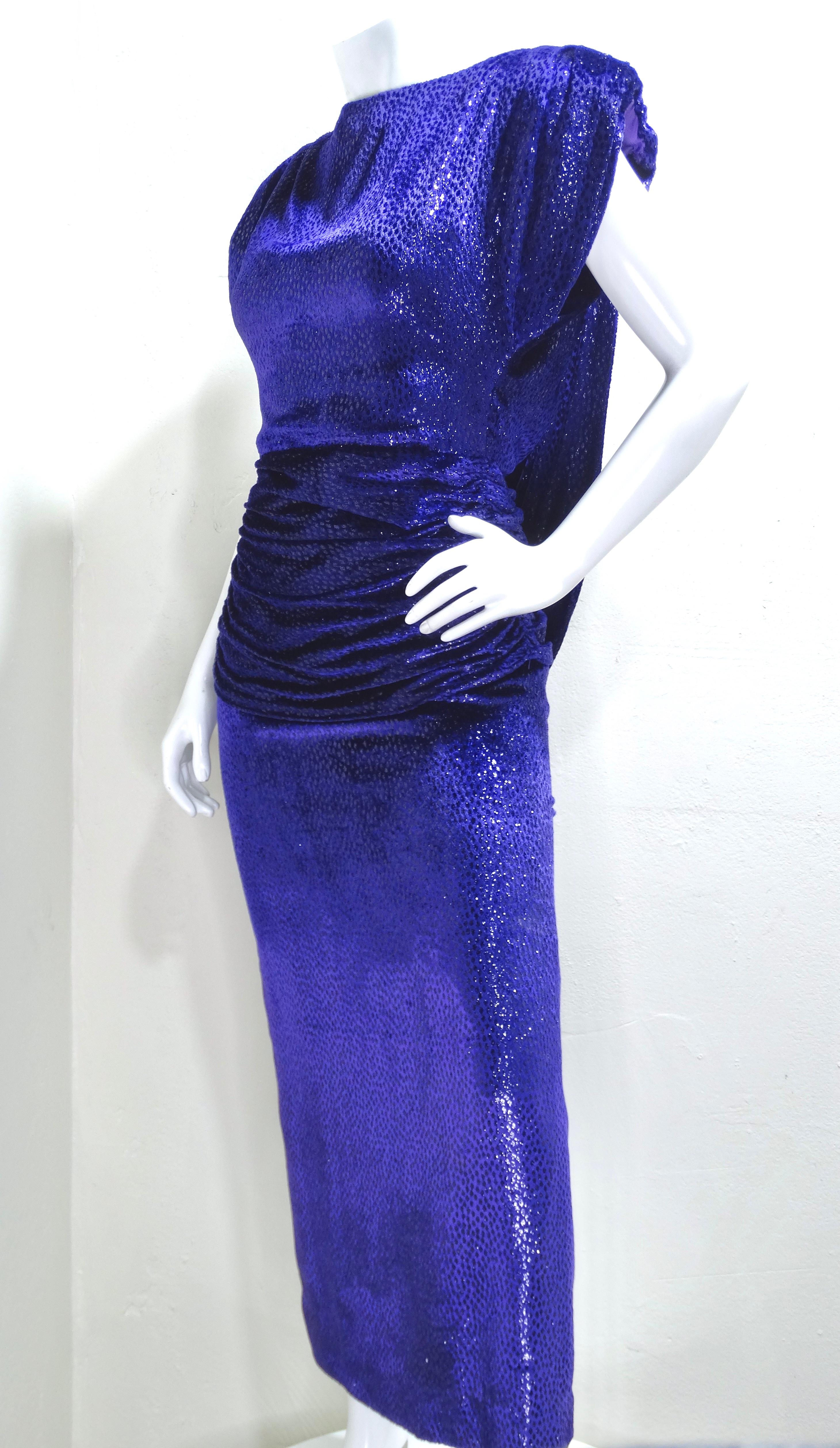 Vicky Tiel 1980's Purple Silk Velvet Gown For Sale 1