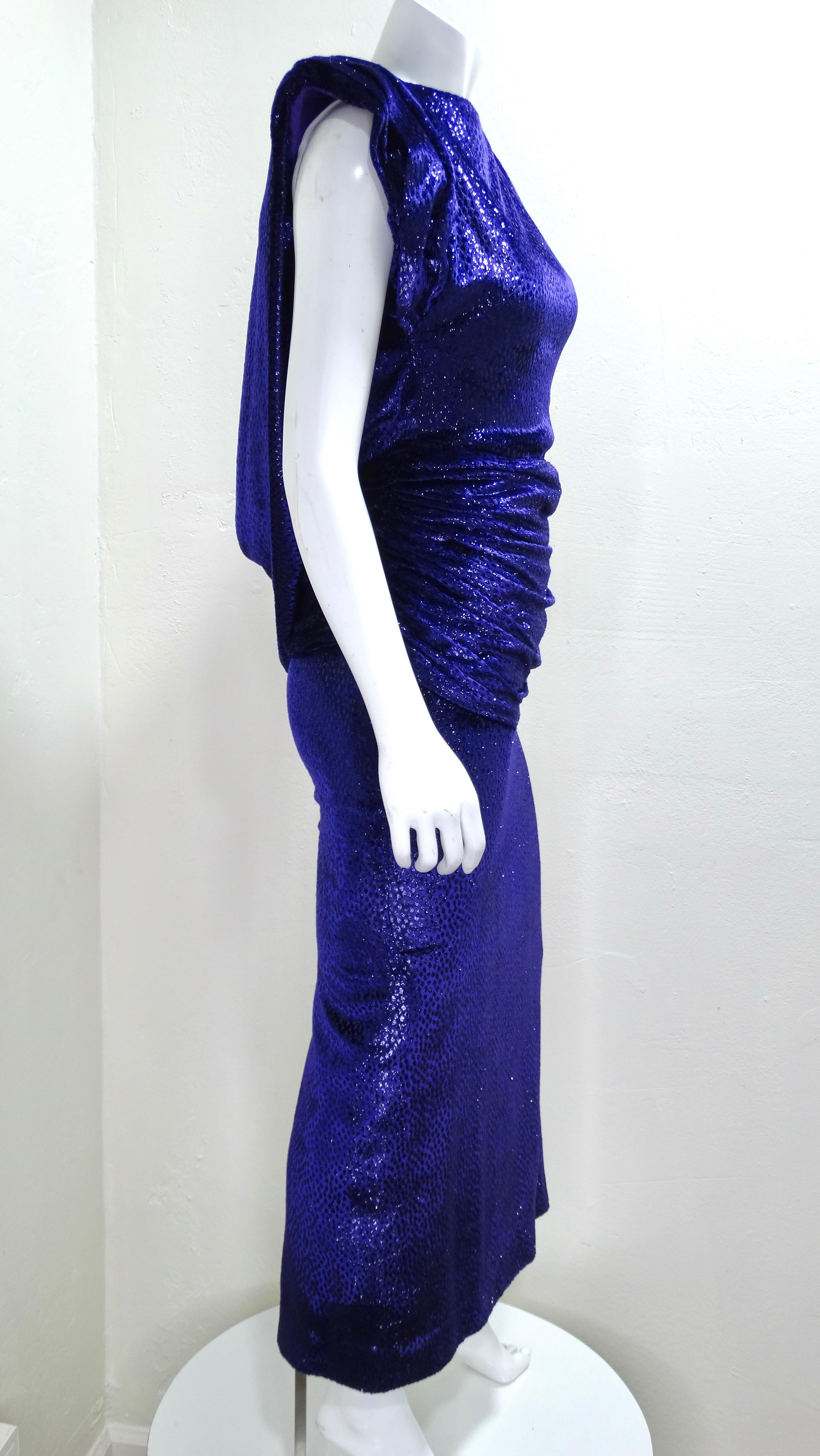 Vicky Tiel 1980's Purple Silk Velvet Gown For Sale 4