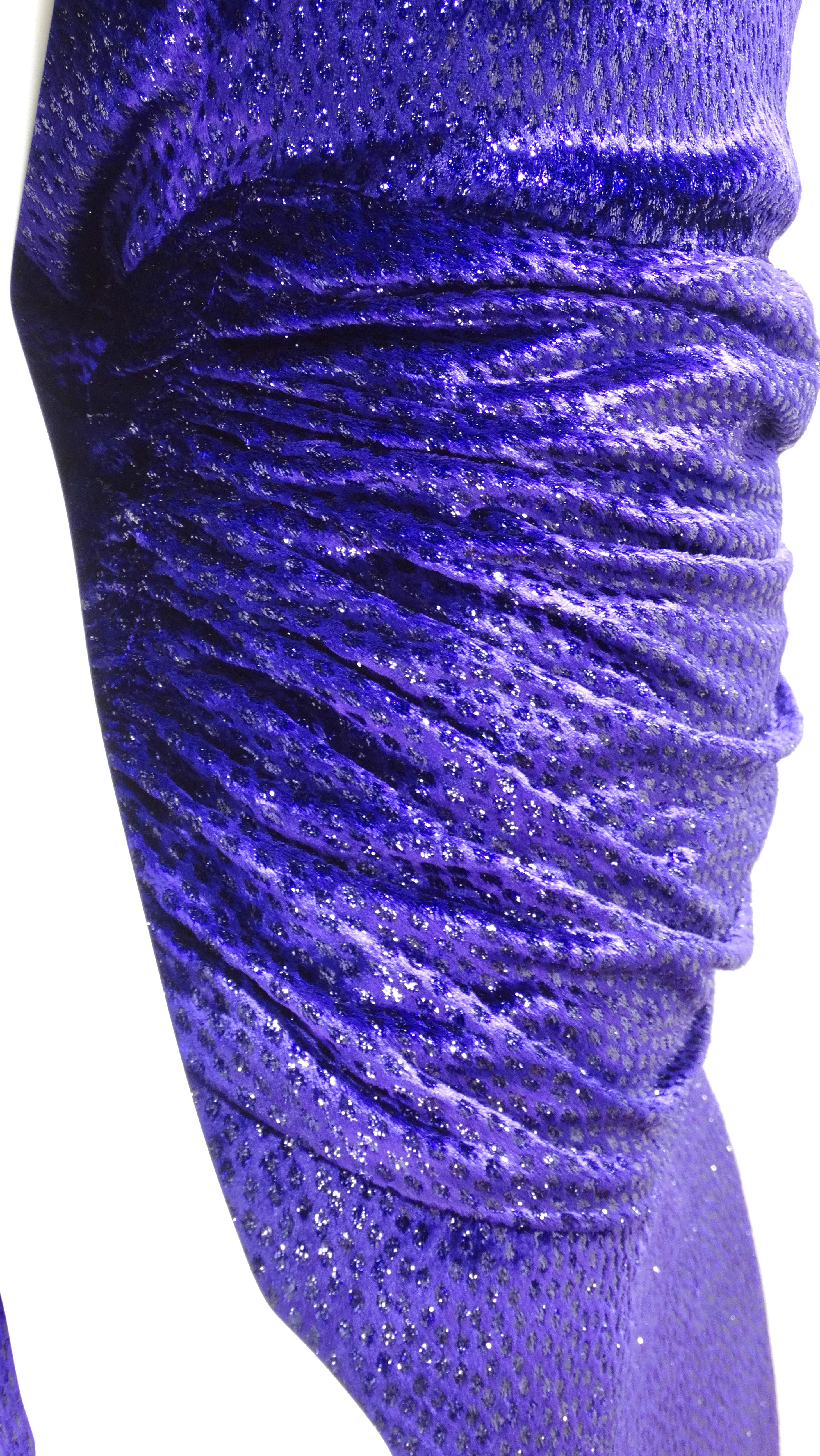 Vicky Tiel 1980's Purple Silk Velvet Gown For Sale 5