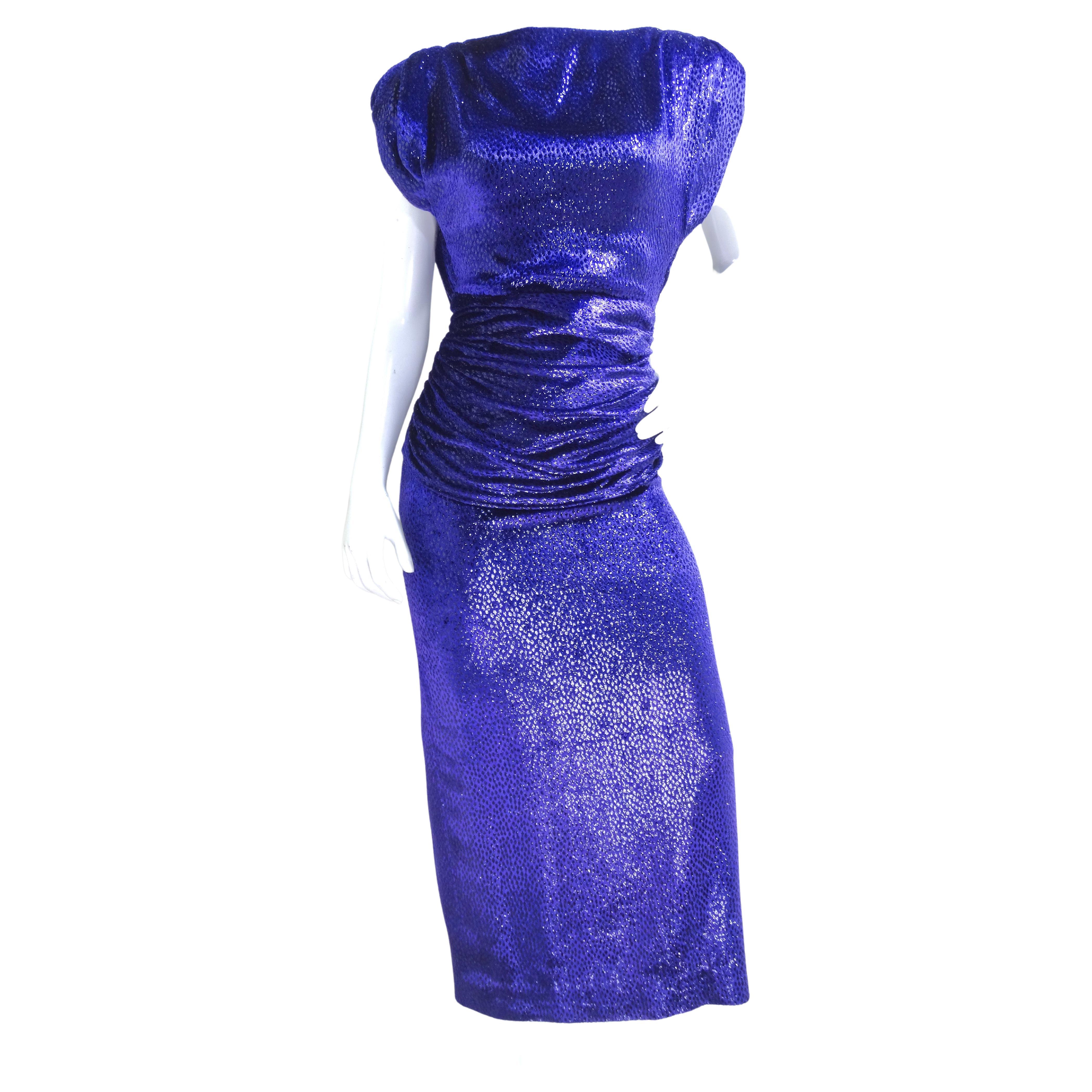 Vicky Tiel 1980's Purple Silk Velvet Gown For Sale