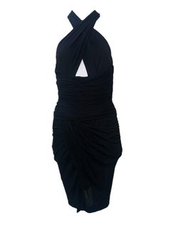 Vicky Tiel Black Jersey Halter Neck Bodycon Cocktail Dress, 1980s