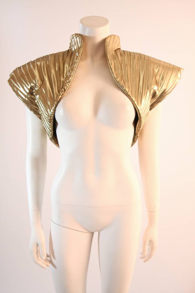 Vicky Tiel Black Velvet and Gold Cleopatra Gown with Bolero For Sale 1