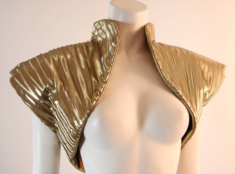 Vicky Tiel Black Velvet and Gold Cleopatra Gown with Bolero For Sale 2