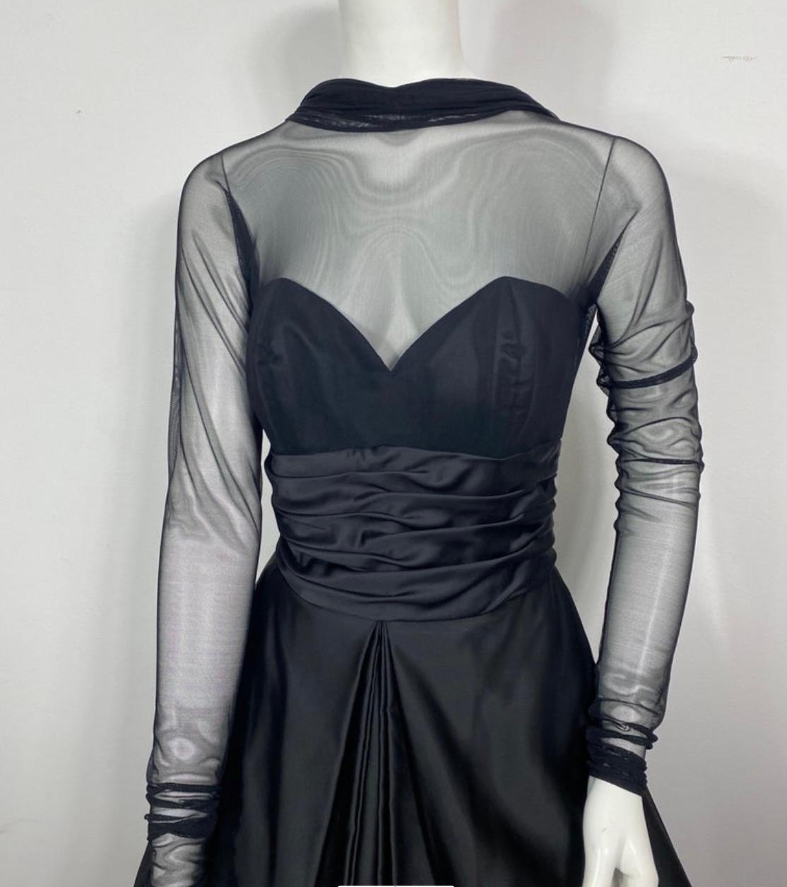 Women's Vicky Tiel Couture 1980’s Black Evening Dress - Size 42 For Sale
