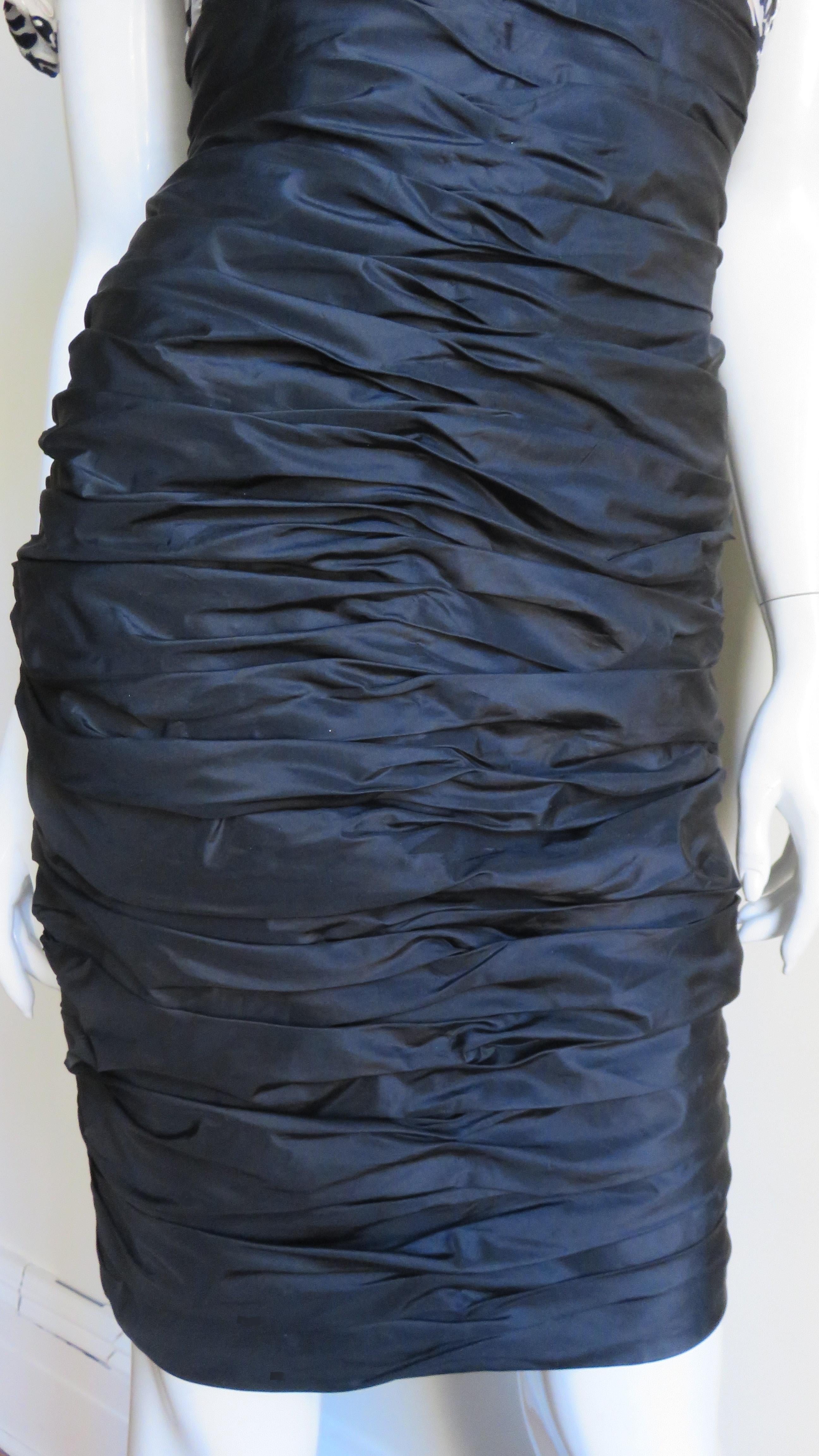Black Vicky Tiel Couture Color Block Silk Dress For Sale