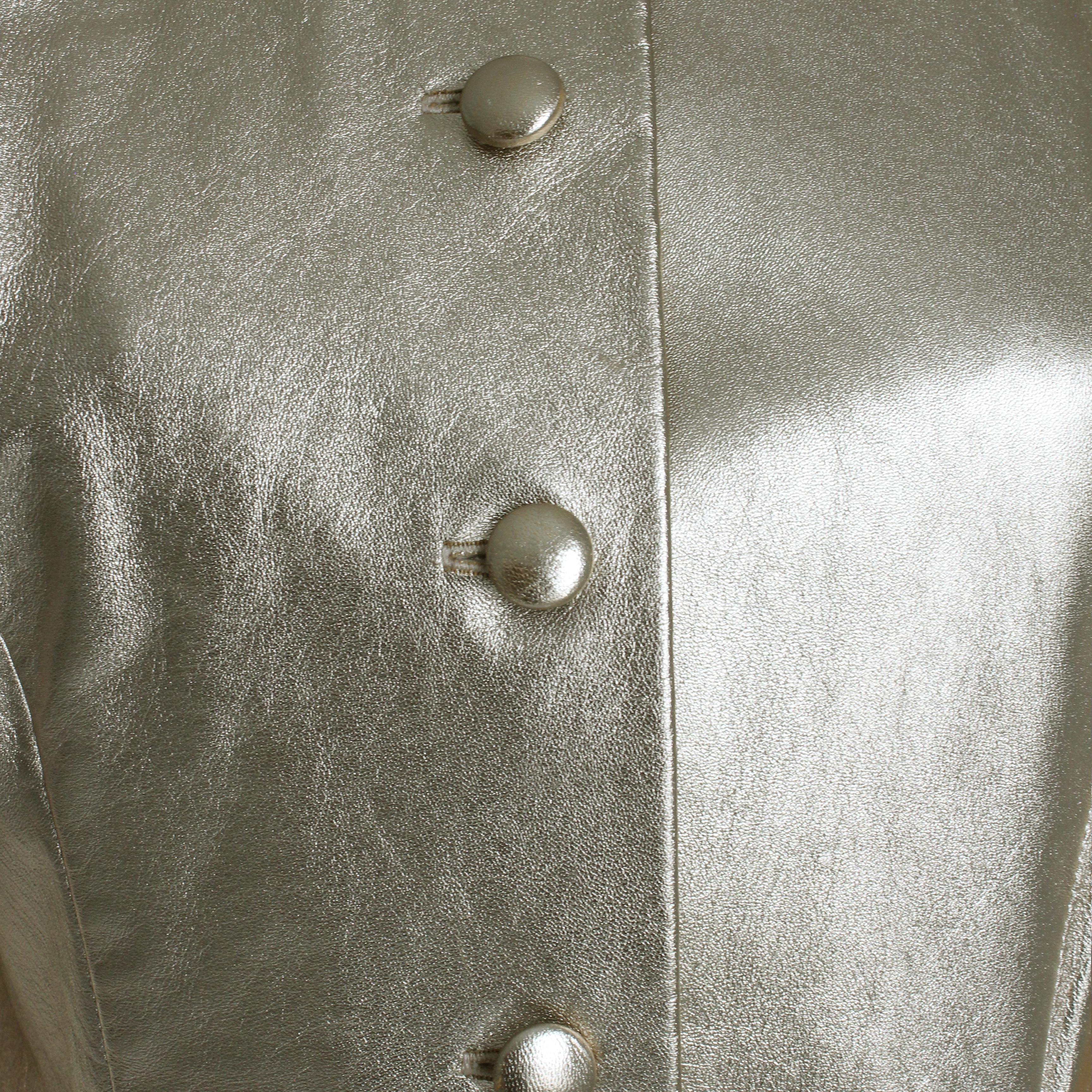 Veste de soirée vintage Vicky Tiel Couture en cuir doré métallisé, taille 42 Pour femmes en vente