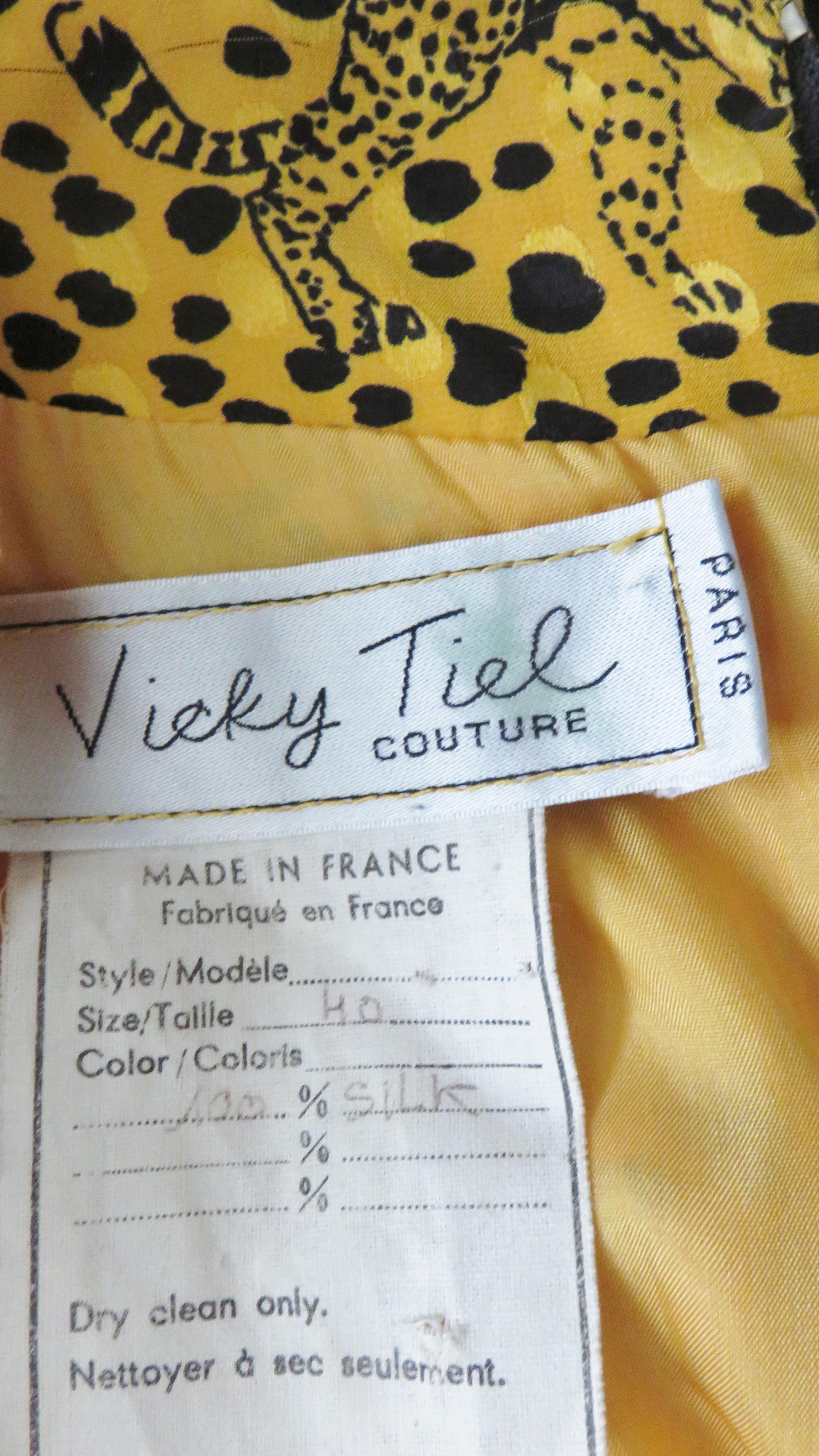 Vicky Tiel Couture Color Block Silk Dress with Leopards For Sale 8