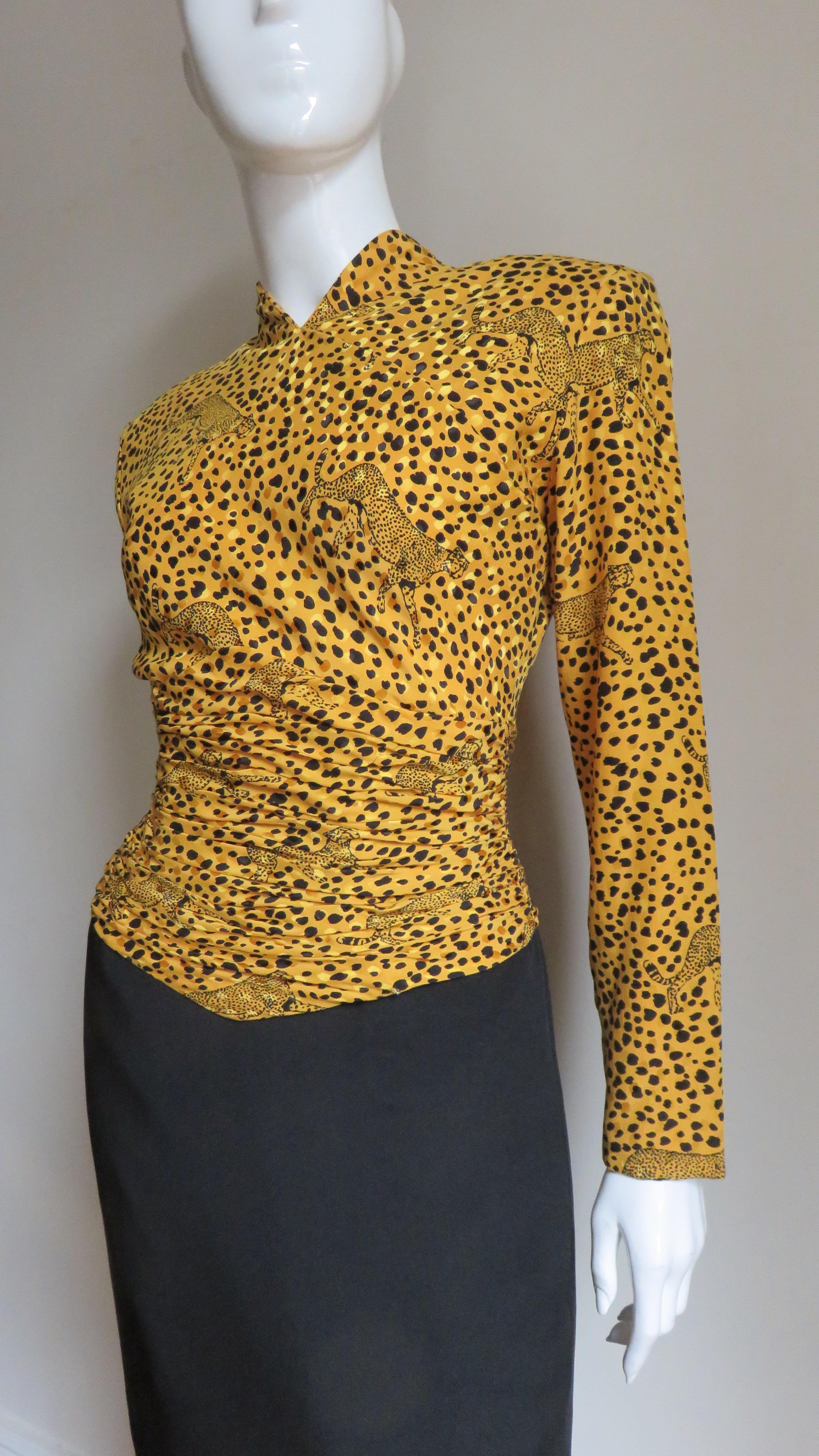 Marron Vicky Tiel Couture - Robe en soie à blocs de couleurs en vente