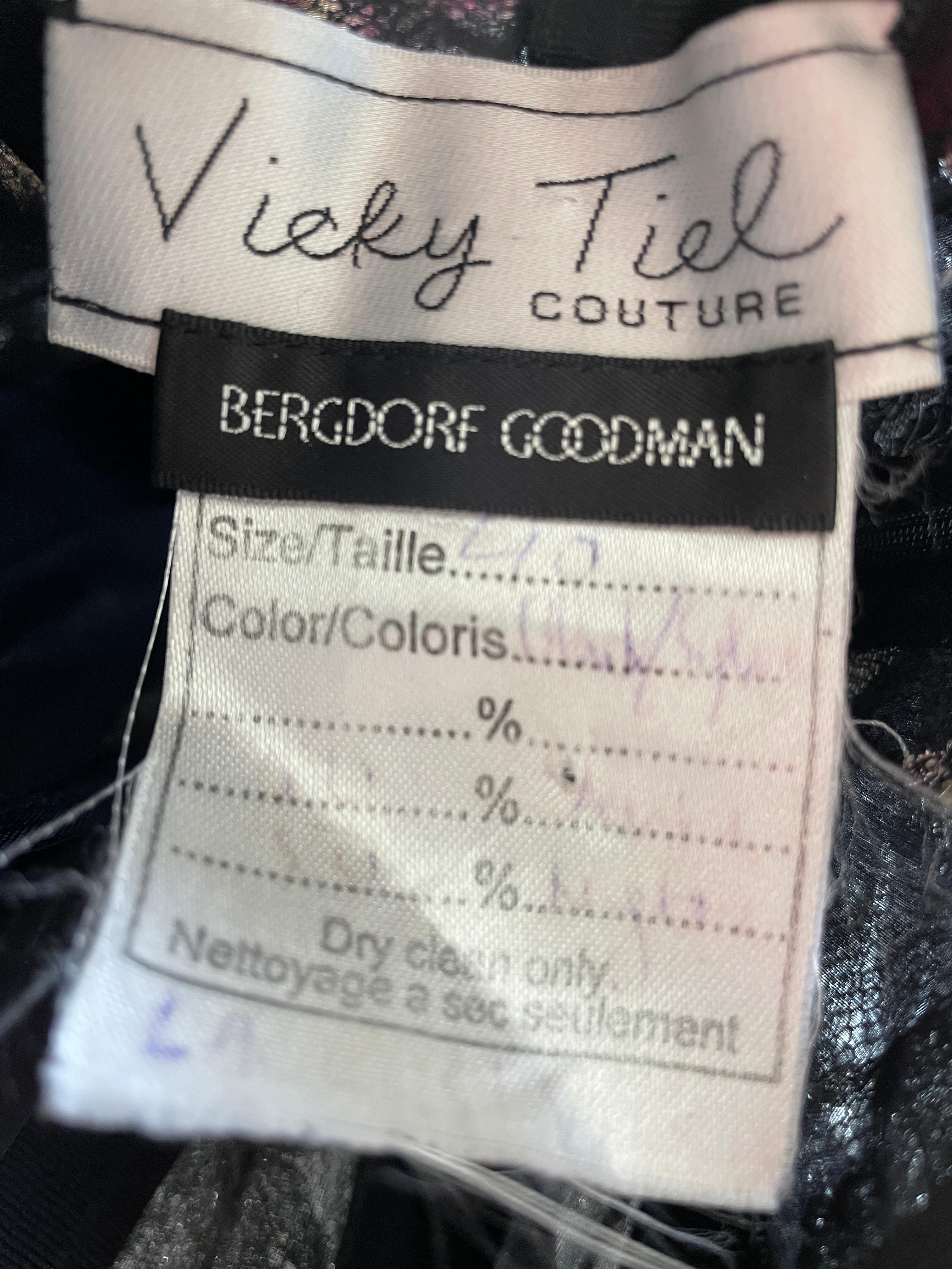 Vicky Tiel Couture Paris for Bergdorf Goodman Silver Lace Corset Cocktail Dress For Sale 3