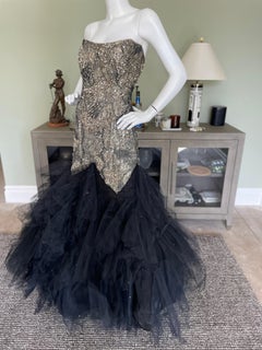 Vicky Tiel Couture Paris for Bergdorf Goodman Vintage 80's Corset Mermaid Dress