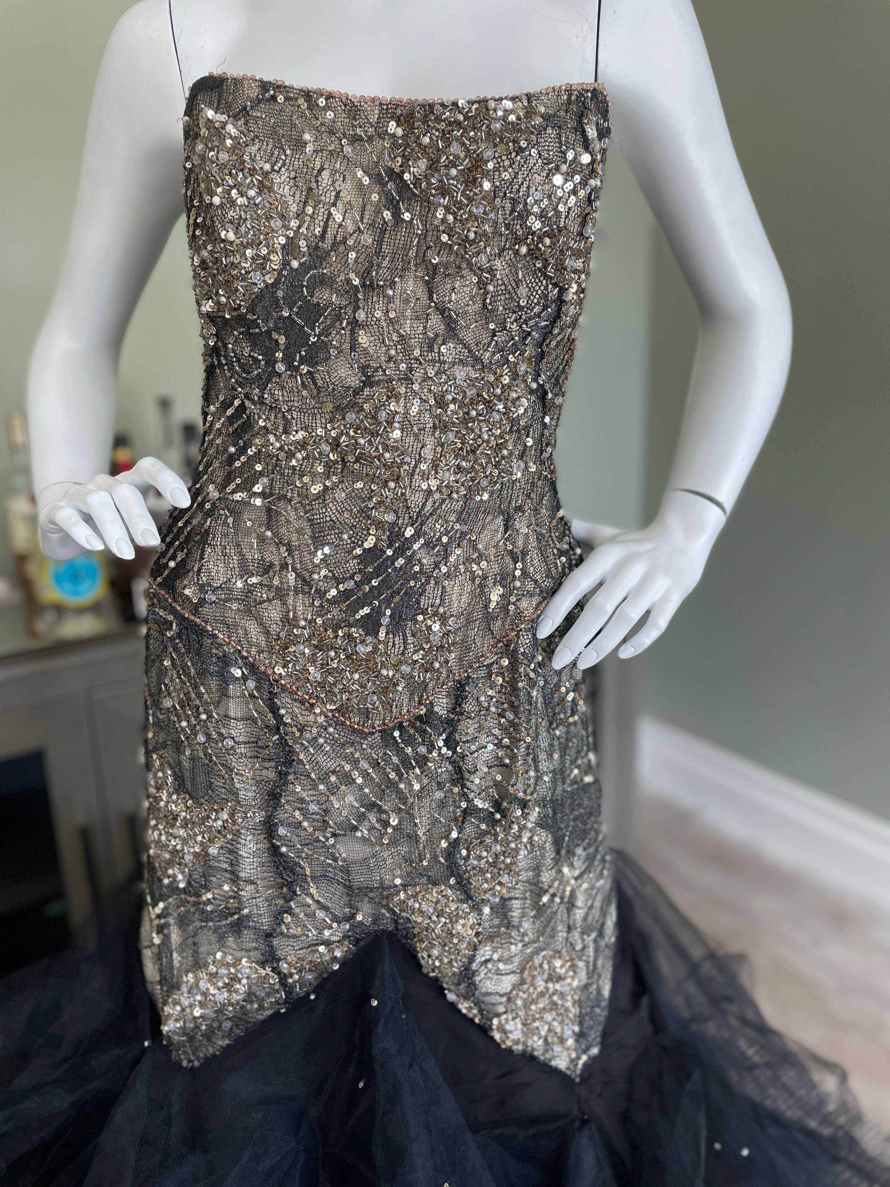 Vicky Tiel Couture Paris for Bergdorf Goodman Vintage 80's Corset Mermaid Dress In Excellent Condition For Sale In Cloverdale, CA