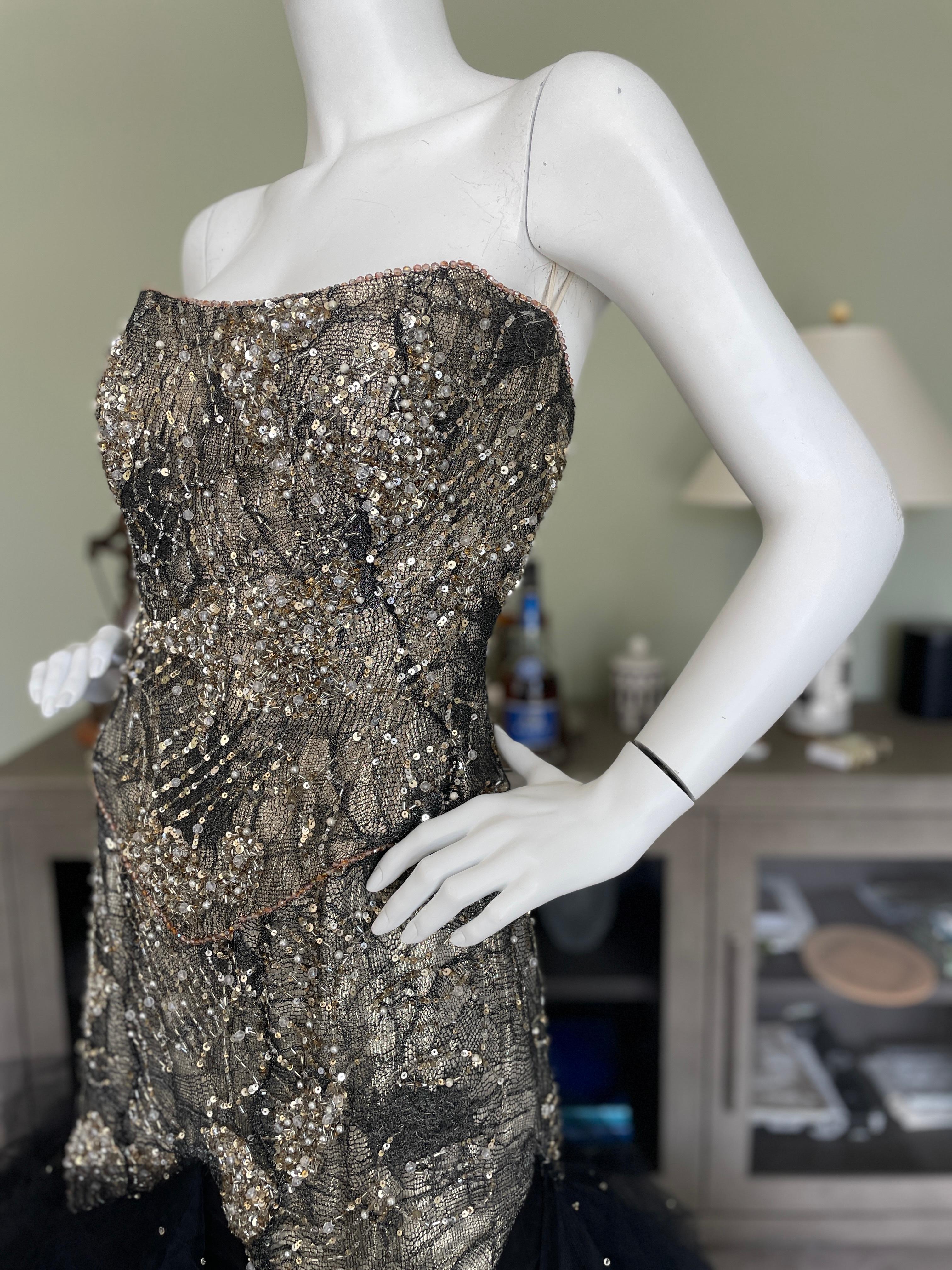 Vicky Tiel Couture Paris for Bergdorf Goodman Vintage 80's Corset Mermaid Dress For Sale 1