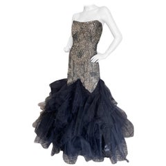 Vicky Tiel Couture Paris for Bergdorf Goodman Vintage 80's Corset Mermaid Dress