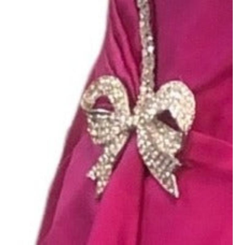 Abito da sera Vicky Tiel Couture in raso color fucsia e senza spalline, anni '80 In condizioni ottime in vendita a Los Angeles, CA