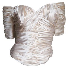 Vicky Tiel Couture Silk Ruched Corset Top