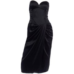 Vicky Tiel Couture Vintage Black Silk Strapless Evening Dress
