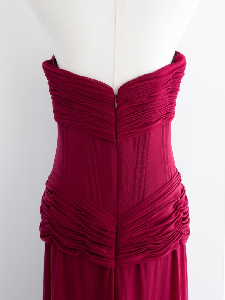 sachin and babi light blue dress Vicky Tiel Couture Vintage Pretty Woman 1987 Merlot Red Ruched Gown at  1stDibs