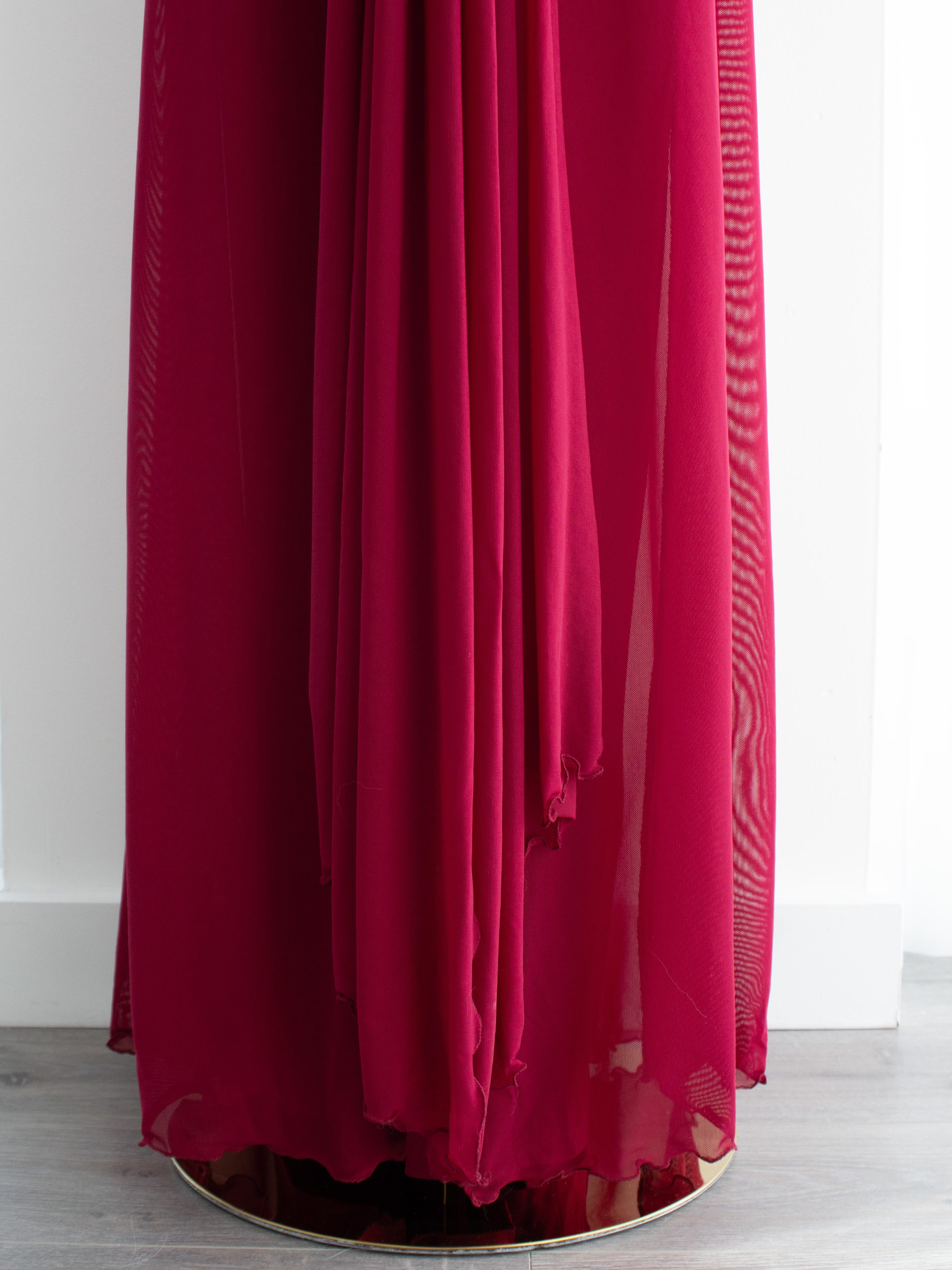 Vicky Tiel Couture Vintage Pretty Woman 1987 Merlot Rosso Abito increspato in vendita 5