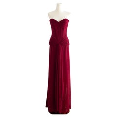 Vicky Tiel Couture Vintage Pretty Woman 1987 Merlot Rotes gerafftes Vintage-Kleid mit Rüschen