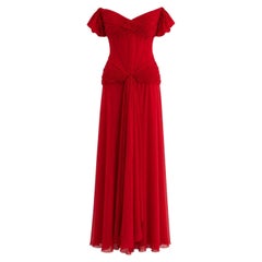 Vicky Tiel Couture Vintage “Pretty Woman” 1987 Red Ruched Gown