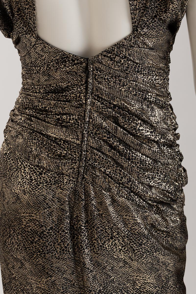 Vicky Tiel Paris 1980's Gold Lizard Silk Lame Evening Gown 6