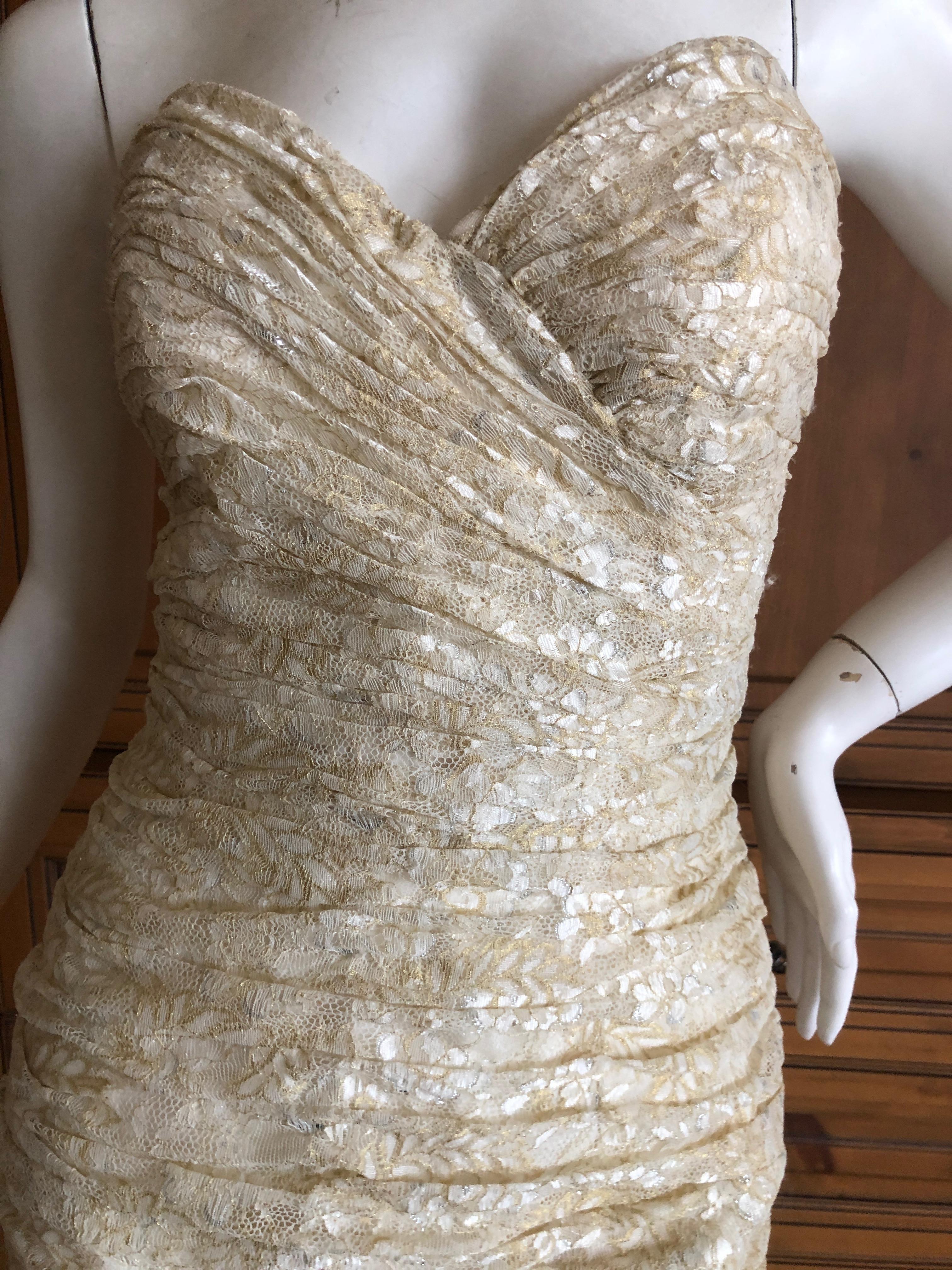 Vicky Tiel Paris 80's Gold Lace Strapless Cocktail Dress
The witty quote was 