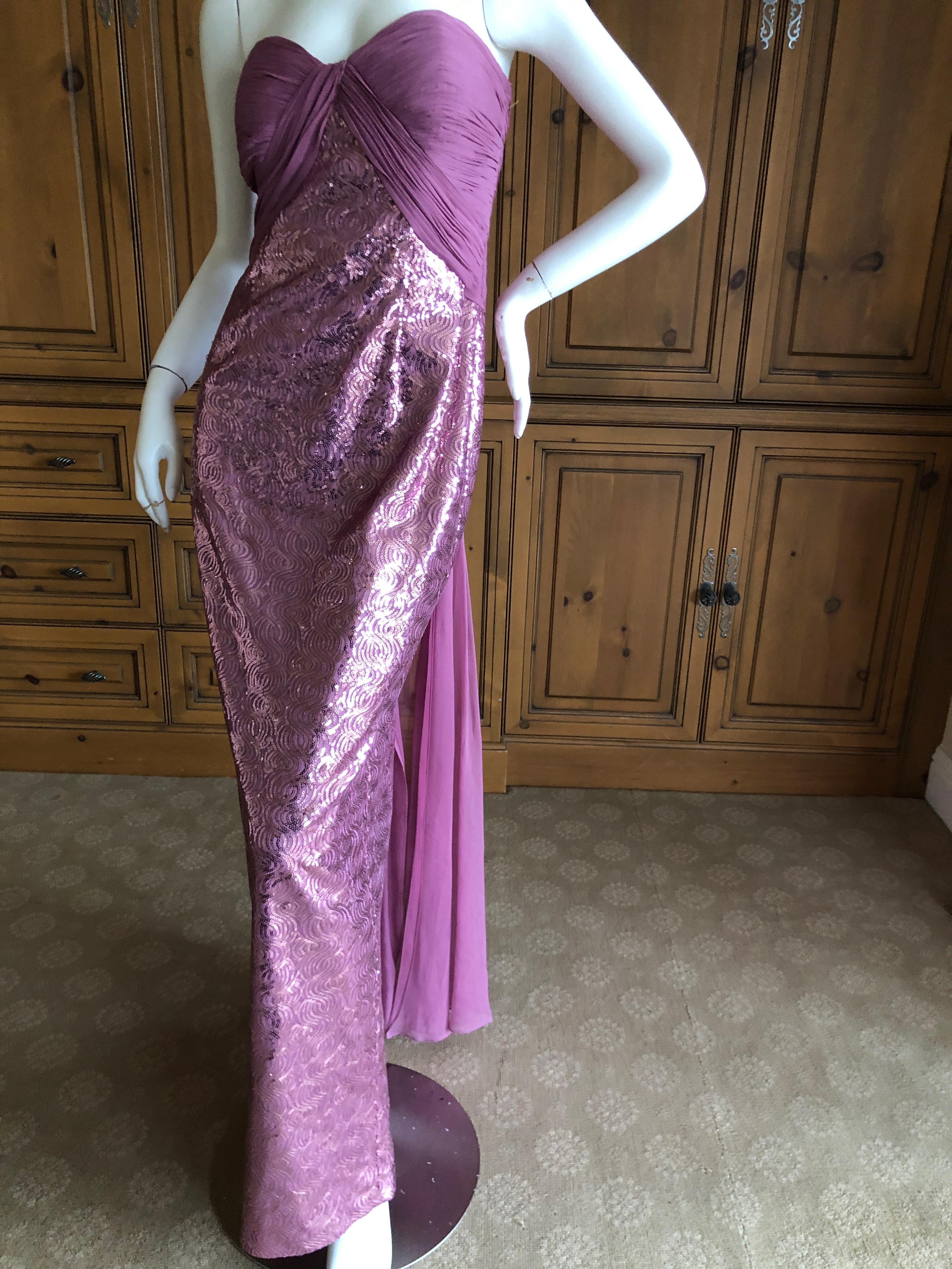 Women's or Men's Vicky Tiel Paris 80's Lavender Pink Strapless Sequin Corseted Evening Dress Sz 4