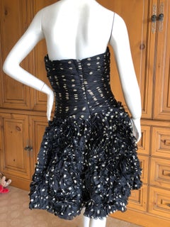Vicky Tiel Paris 80's Strapless Polka Dot Pouf Dress Size 4