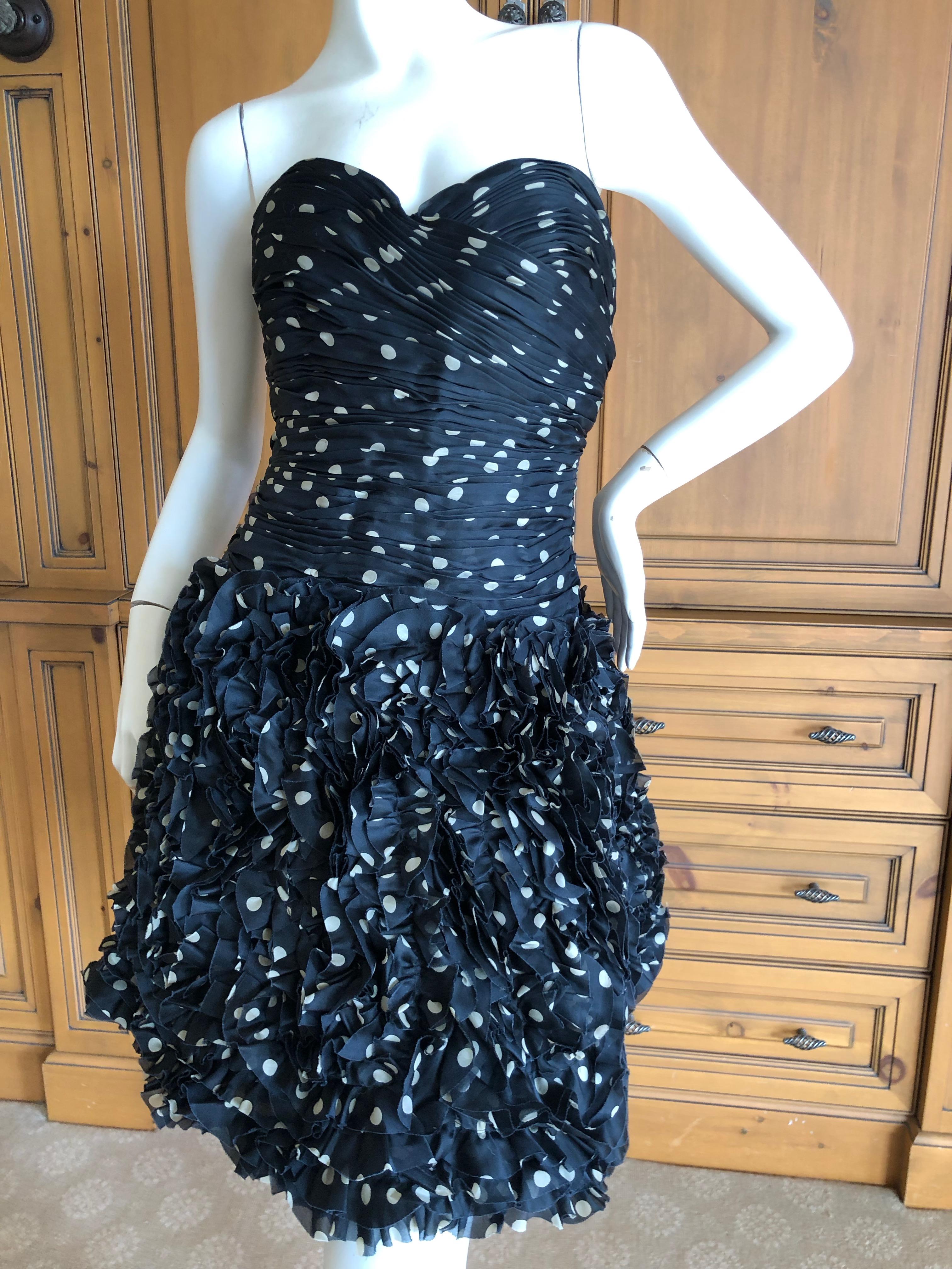 Women's or Men's Vicky Tiel Paris 80's Strapless Polka Dot Pouf Dress Size 4