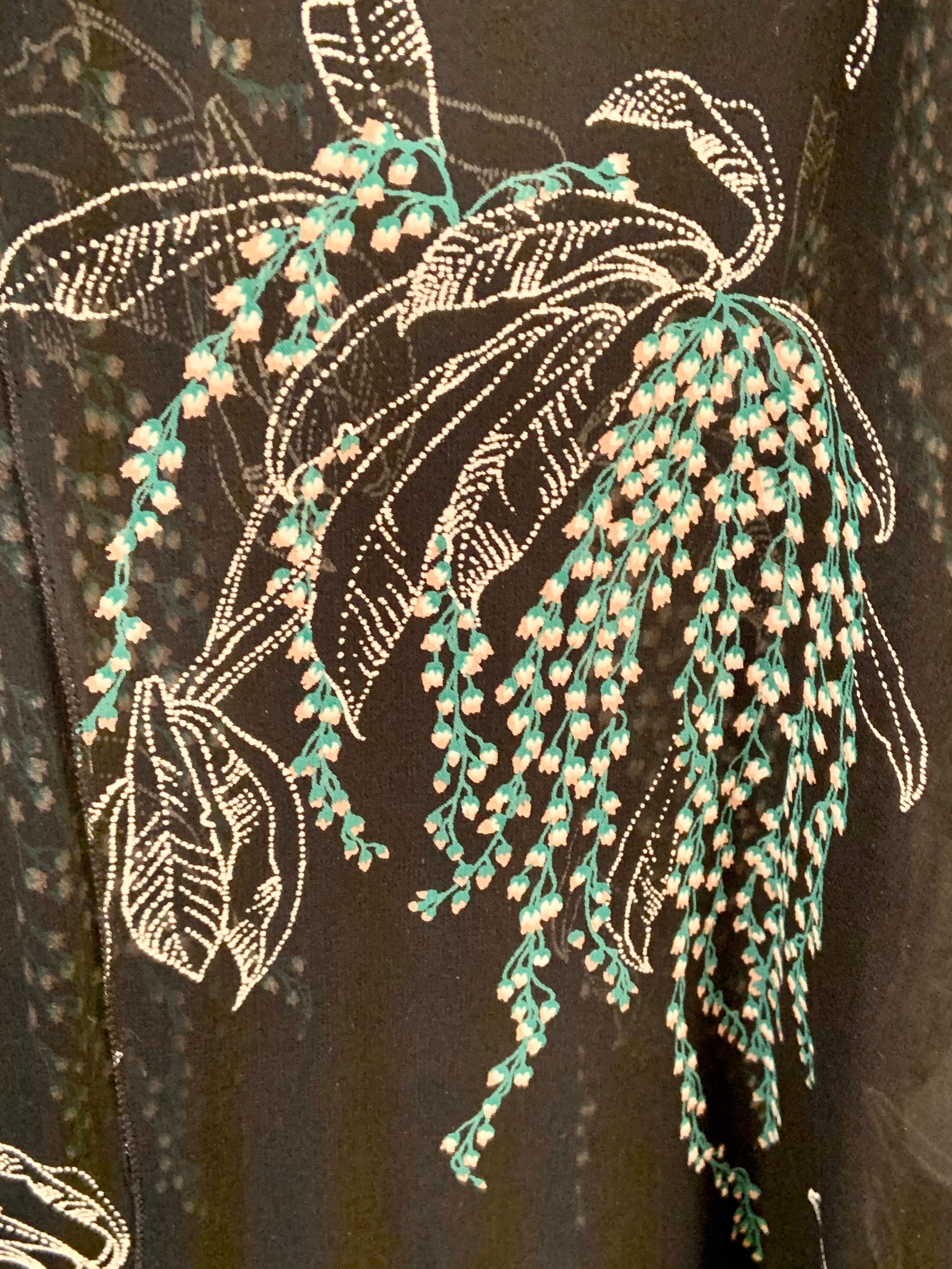 Women's Vicky Tiel, Paris Lily of the Valley Printed Tiered Floating Silk Chiffon Dress