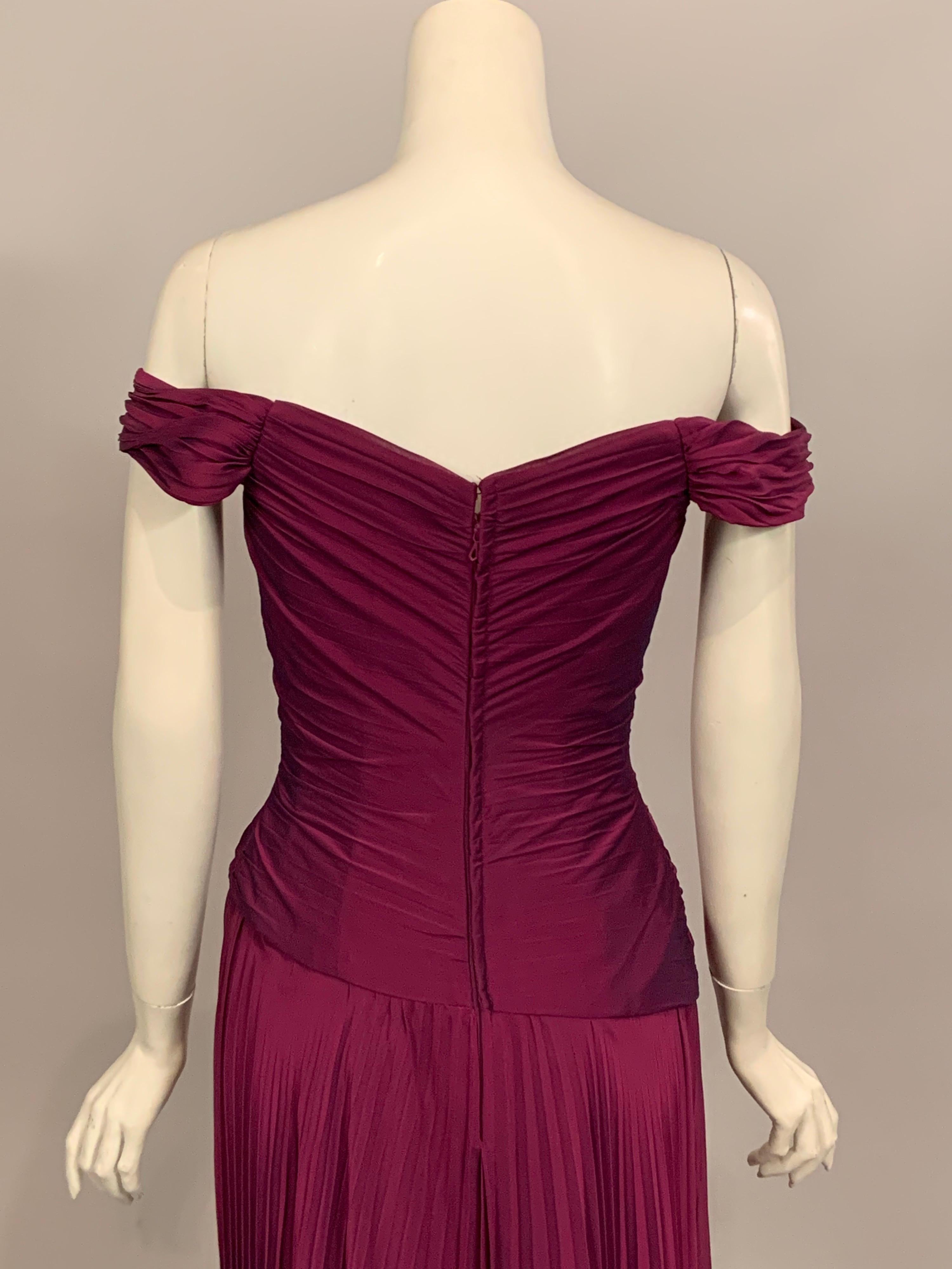 Red Vicky Tiel, Paris  Pleated Violet Silk Chiffon Evening Dress For Sale