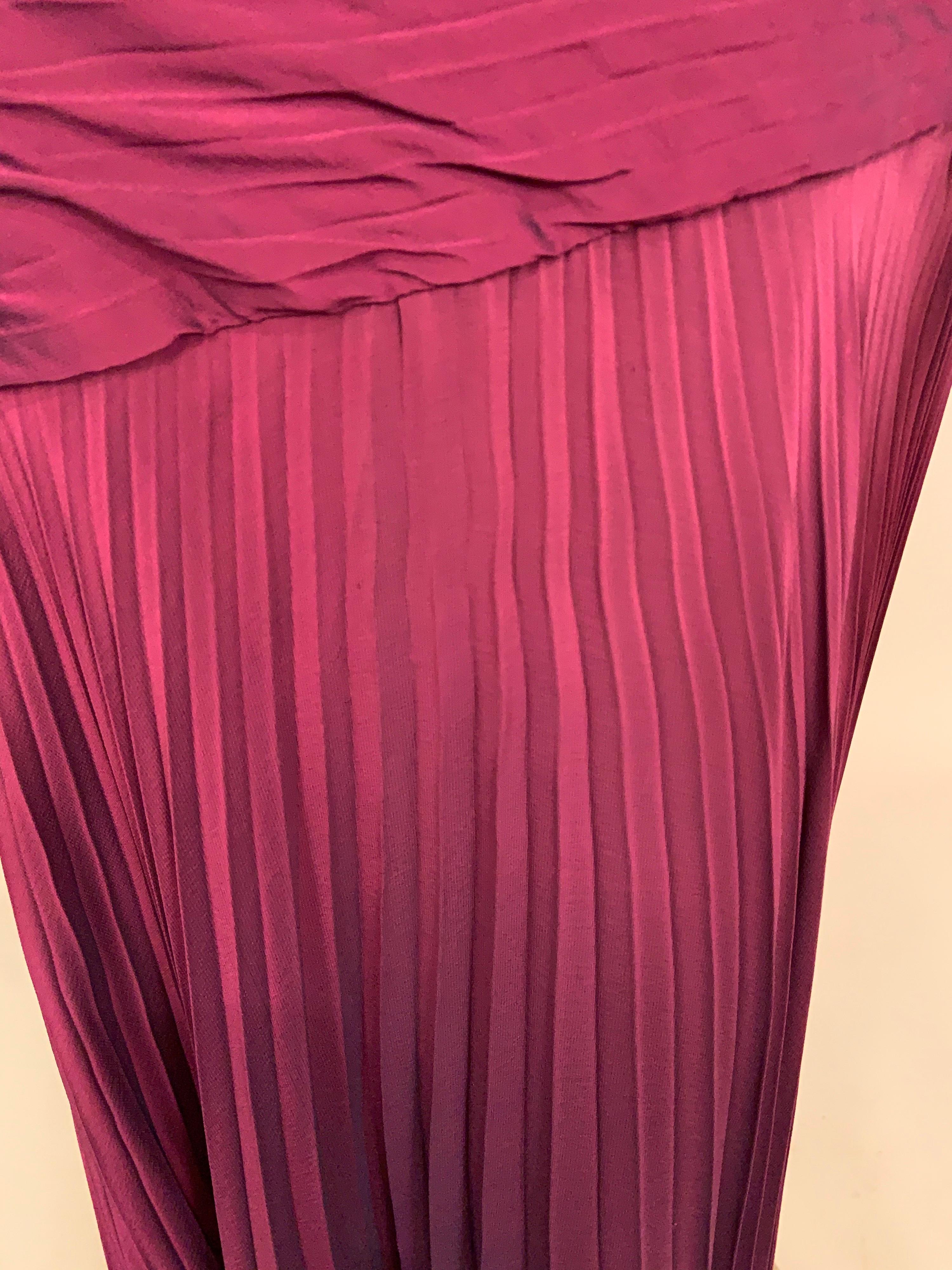 Vicky Tiel, Paris  Pleated Violet Silk Chiffon Evening Dress 3