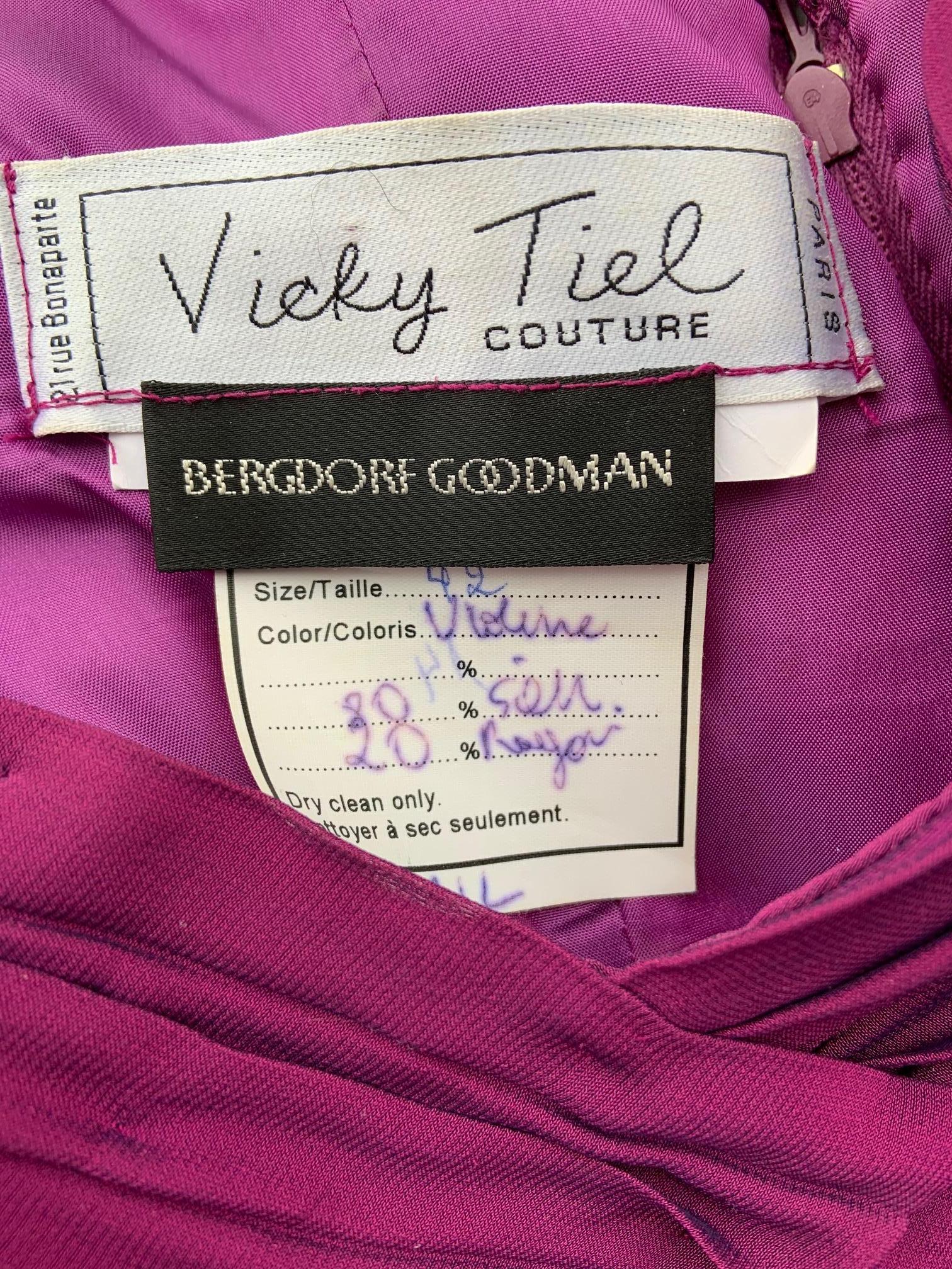 Women's Vicky Tiel, Paris  Pleated Violet Silk Chiffon Evening Dress For Sale