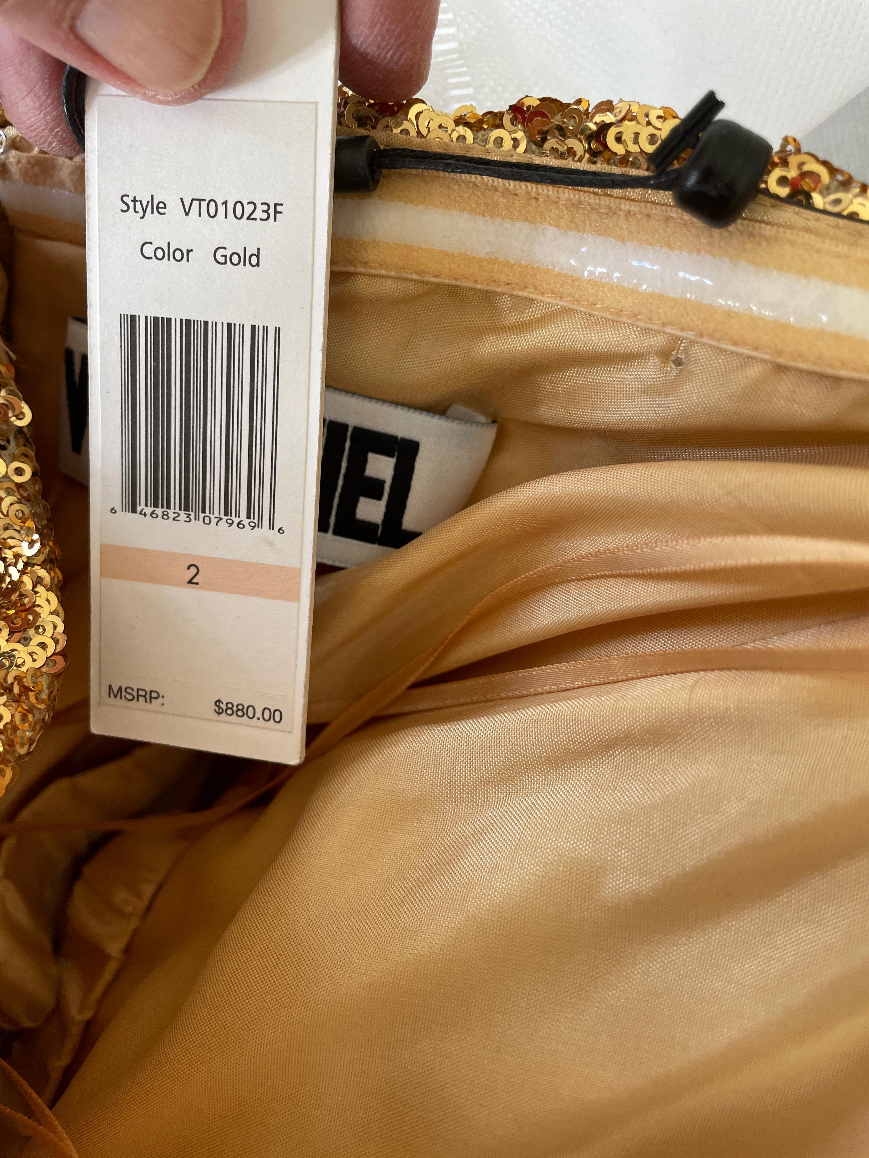 Vicky Tiel Paris Sensational 80's Gold Sequin Strapless Cocktail Dress For Sale 6