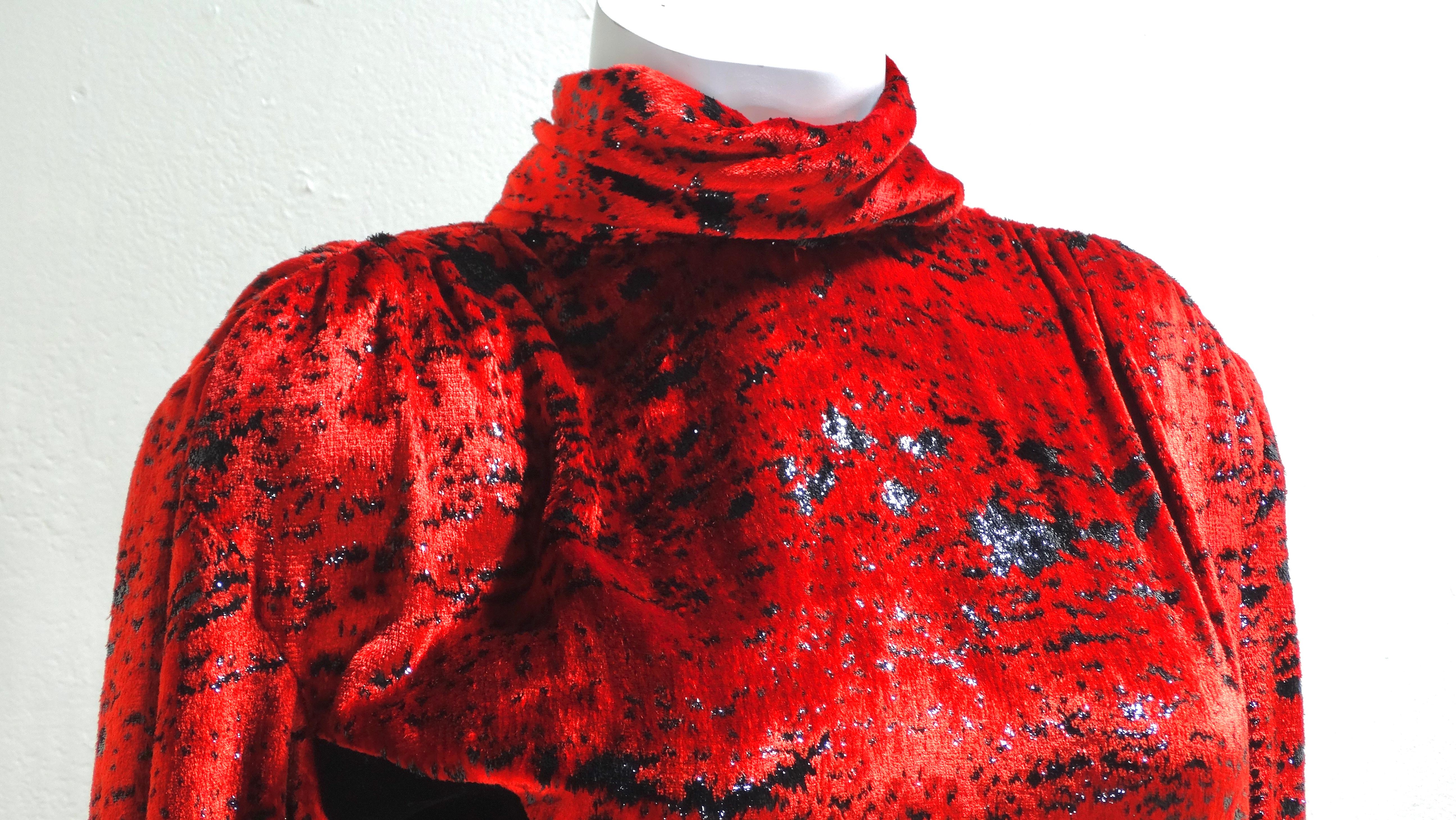 Vicky Tiel Red Sparkle Silk Velvet Dress  In Good Condition In Scottsdale, AZ