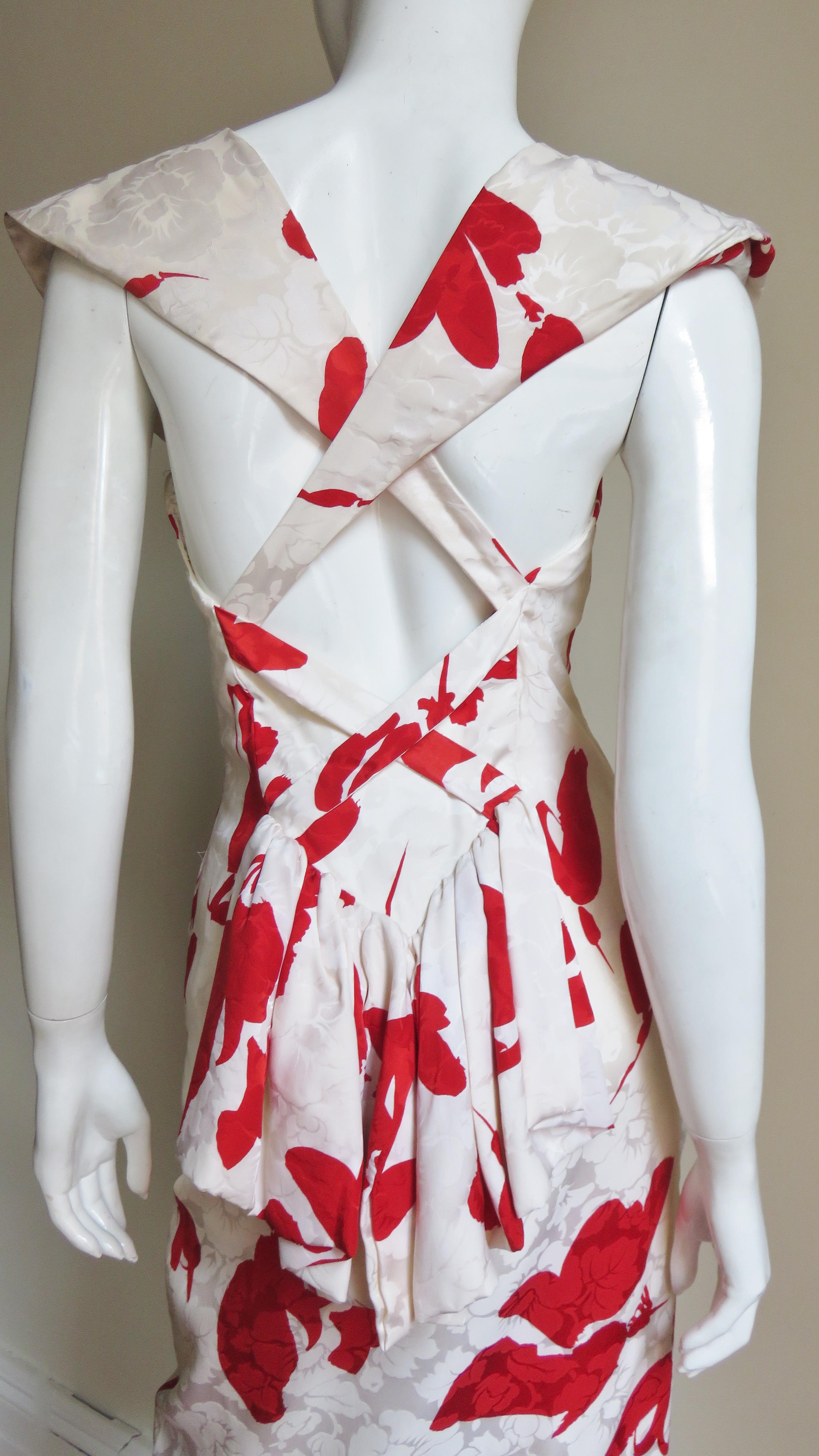 Vicky Tiel Silk Damask Dress 1980s For Sale 4