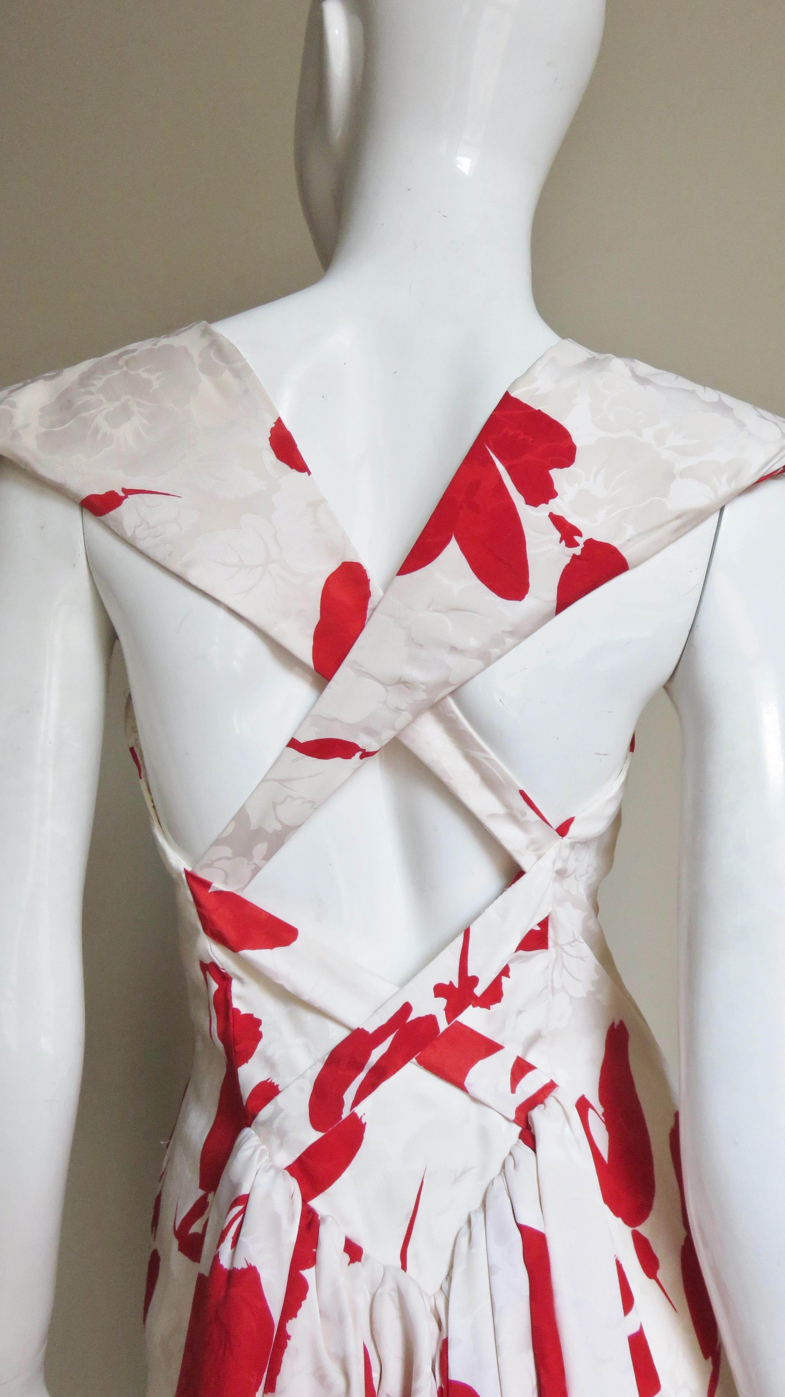 Vicky Tiel Silk Damask Dress 1980s For Sale 5