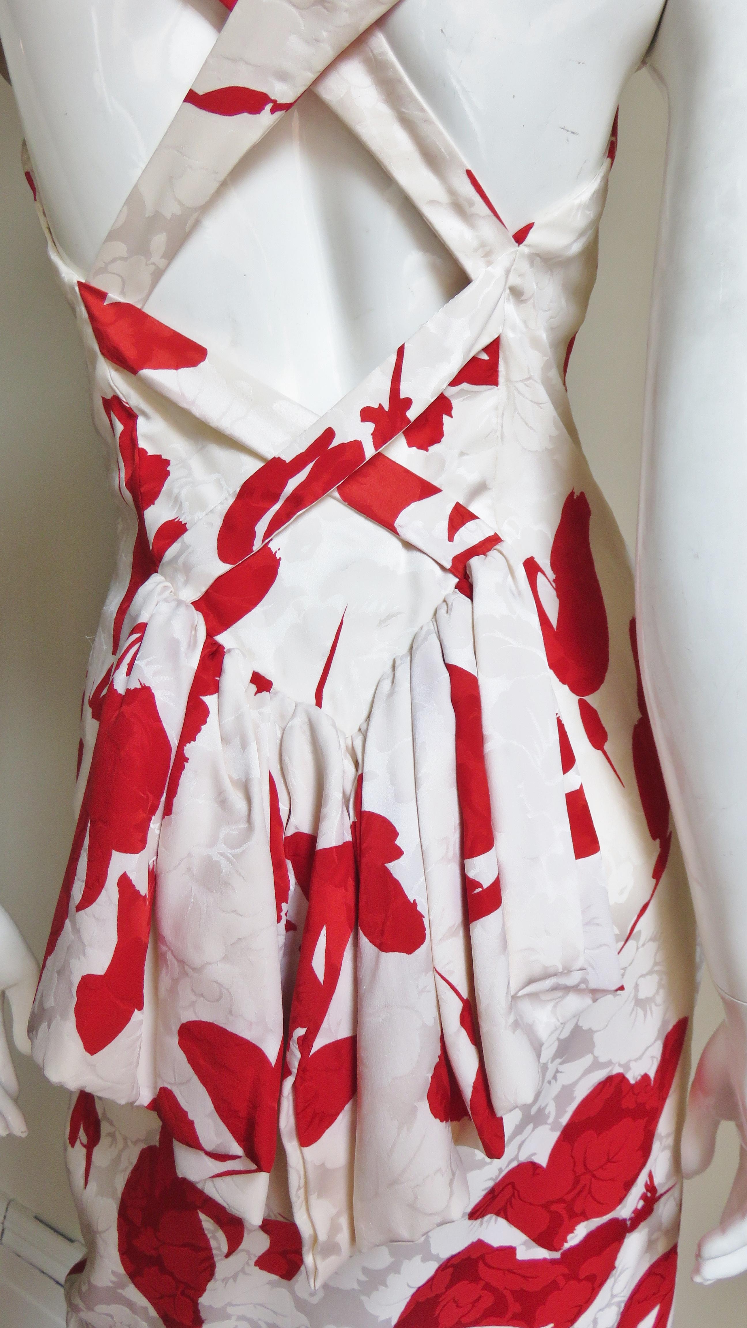 Vicky Tiel Silk Damask Dress 1980s For Sale 6