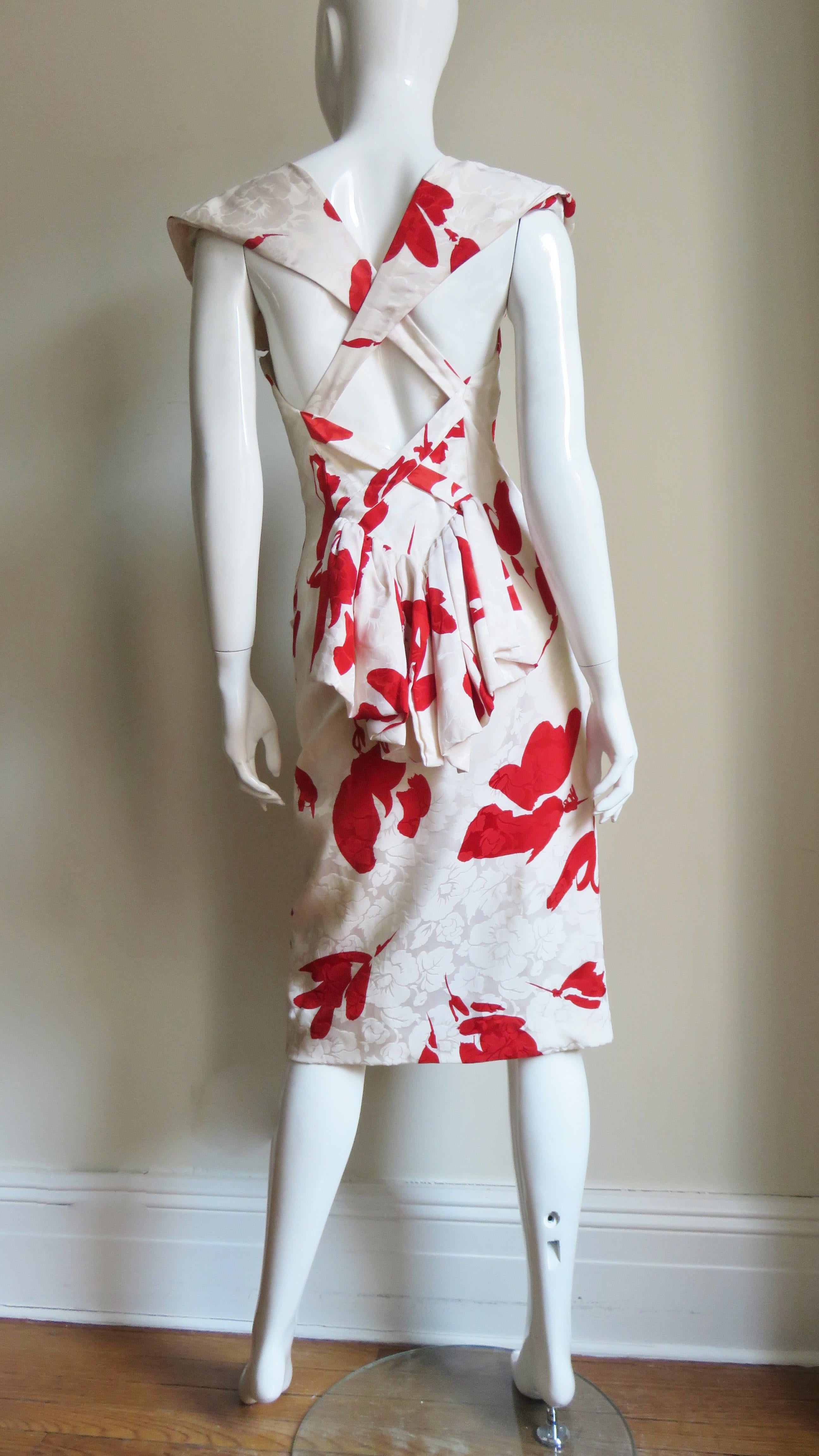 Vicky Tiel Silk Damask Dress 1980s For Sale 8