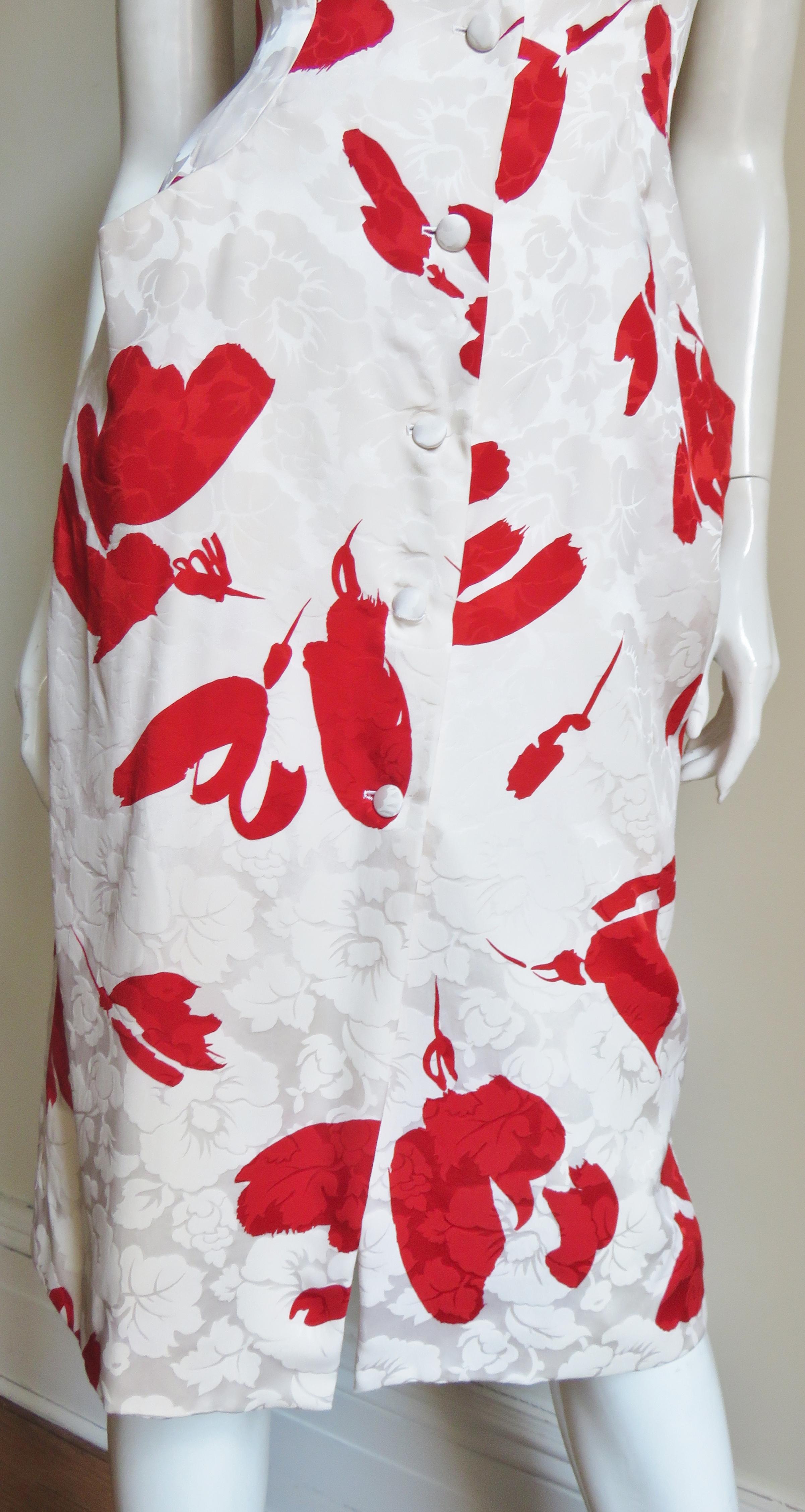 Vicky Tiel Silk Damask Dress 1980s In Good Condition For Sale In Water Mill, NY