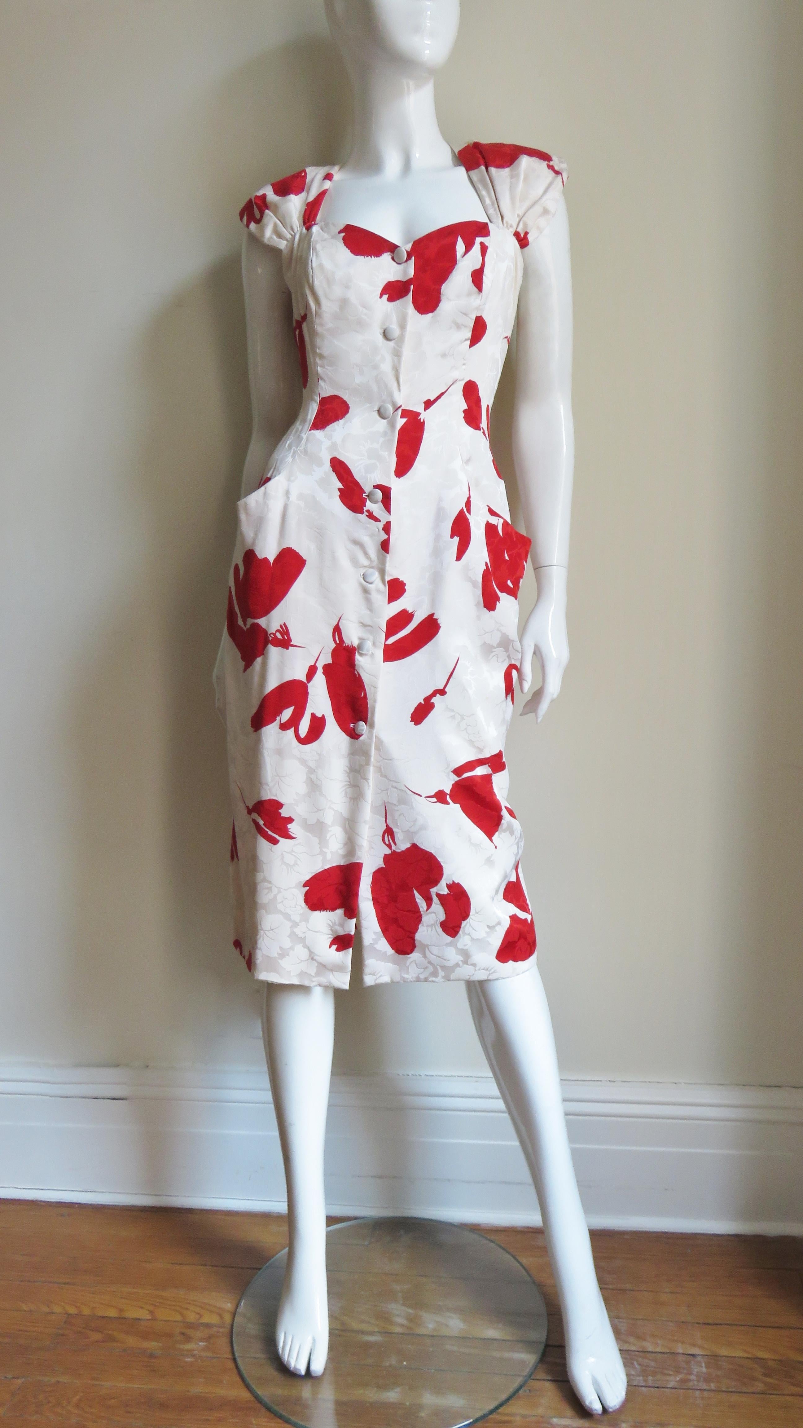 Vicky Tiel Silk Damask Dress 1980s For Sale 2