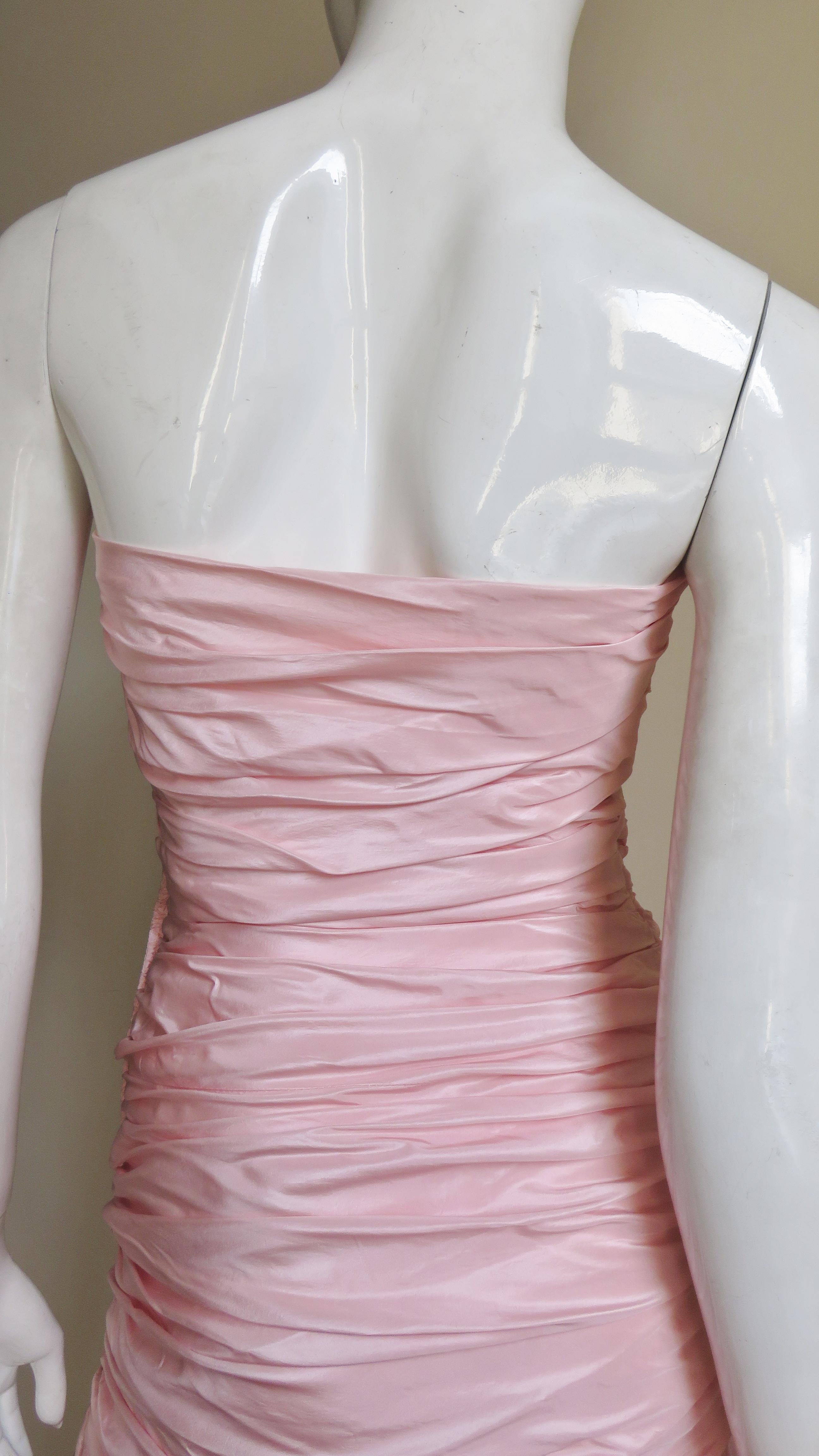 Vicky Tiel 1980s Silk Strapless High Low Bustier Dress For Sale 8
