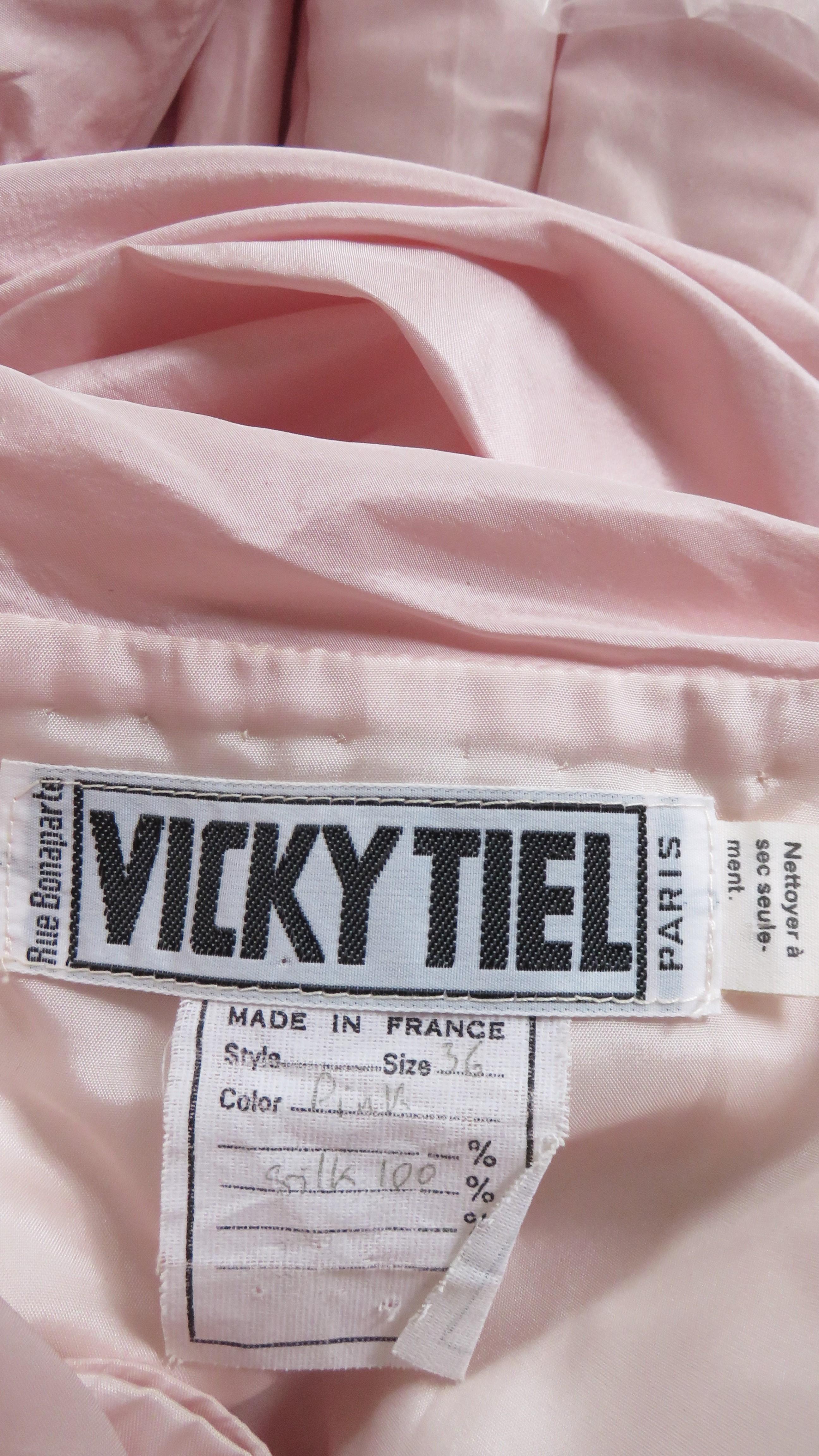 Vicky Tiel - Robe bustier sans bretelles en soie, taille haute et basse en vente 11